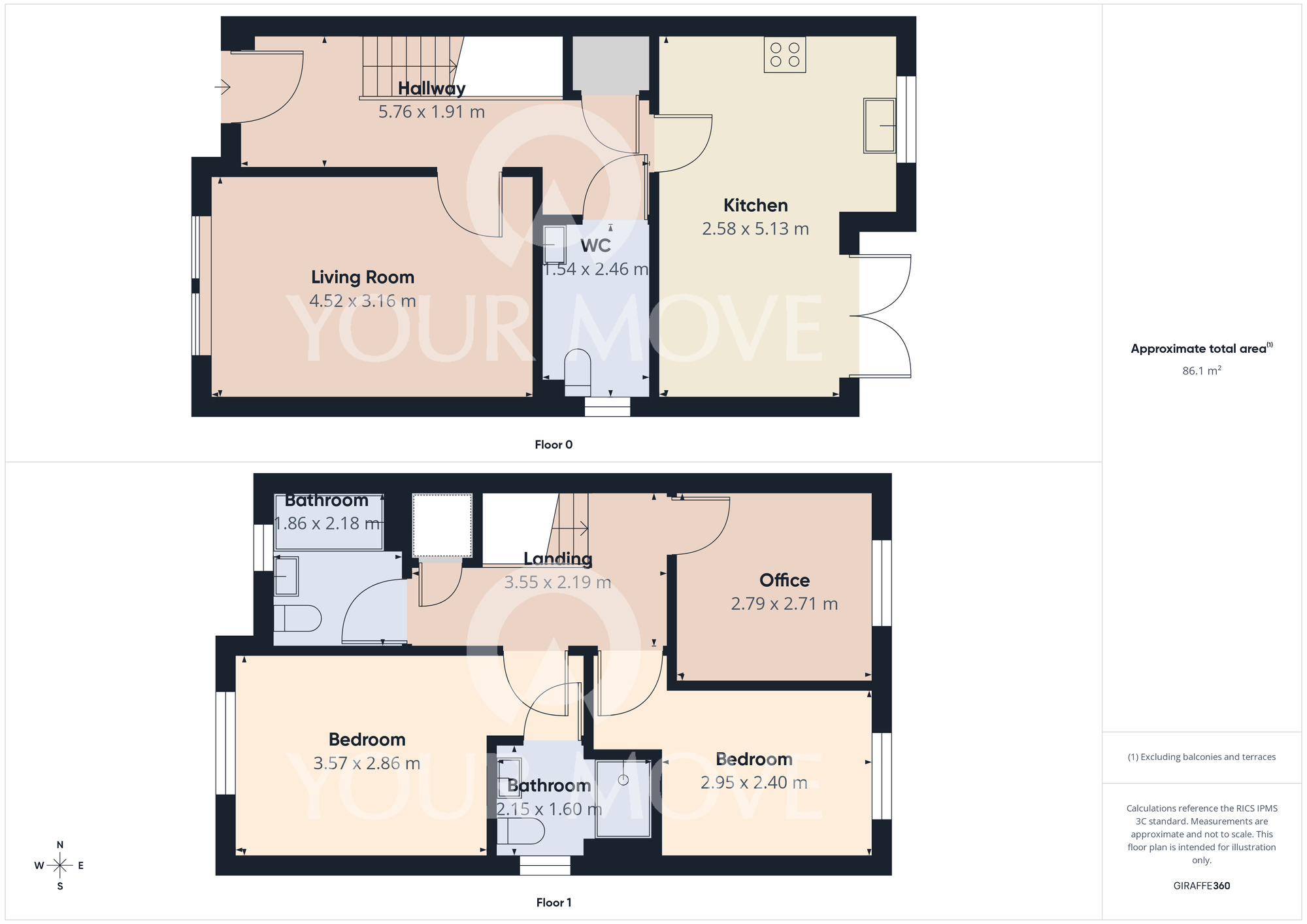 Floorplan of 3 bedroom Semi Detached House for sale, Rowanberry Drive, Darlington, Durham, DL1
