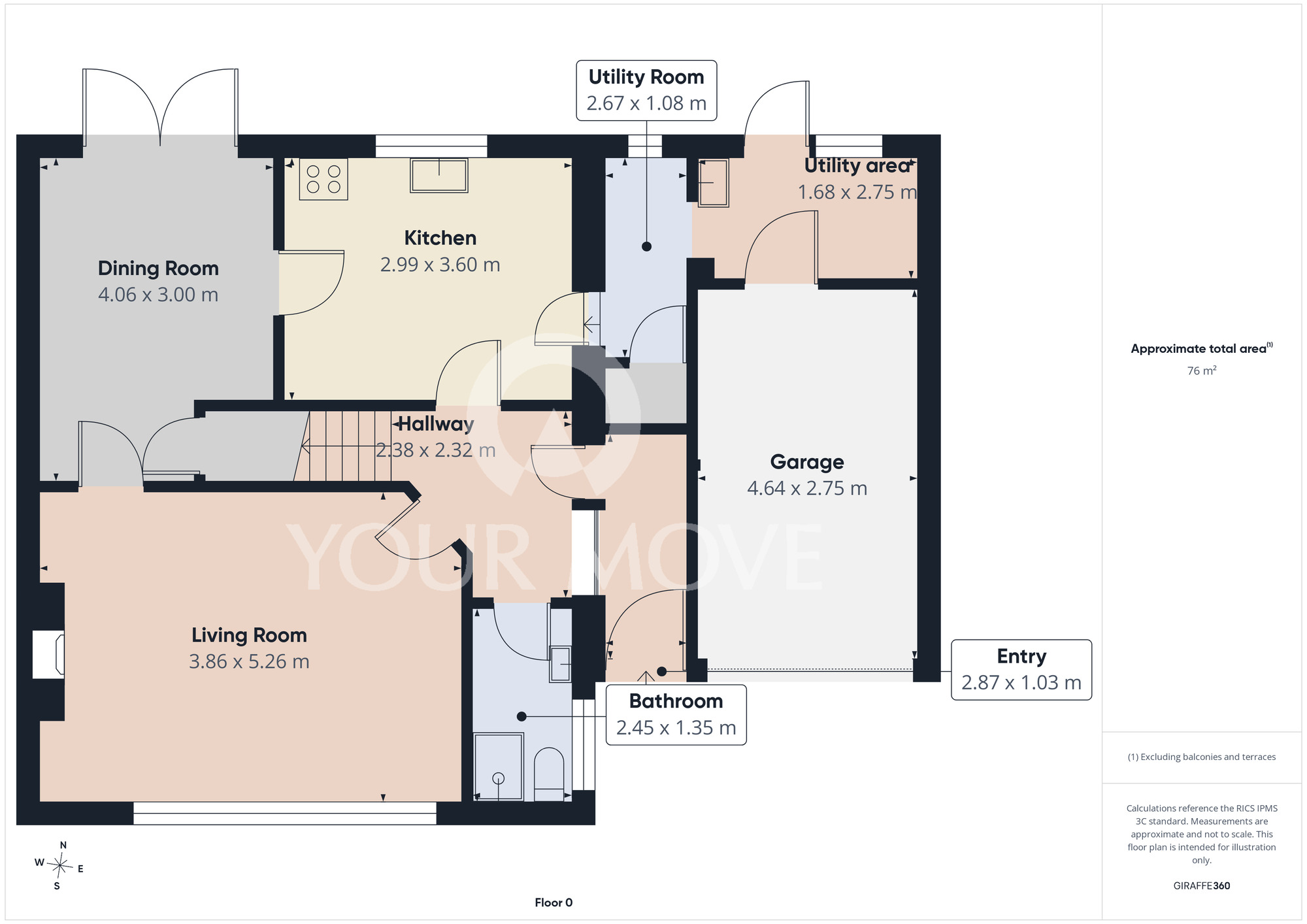 Floorplan of 4 bedroom Link Detached House for sale, Brompton Walk, Darlington, Durham, DL3