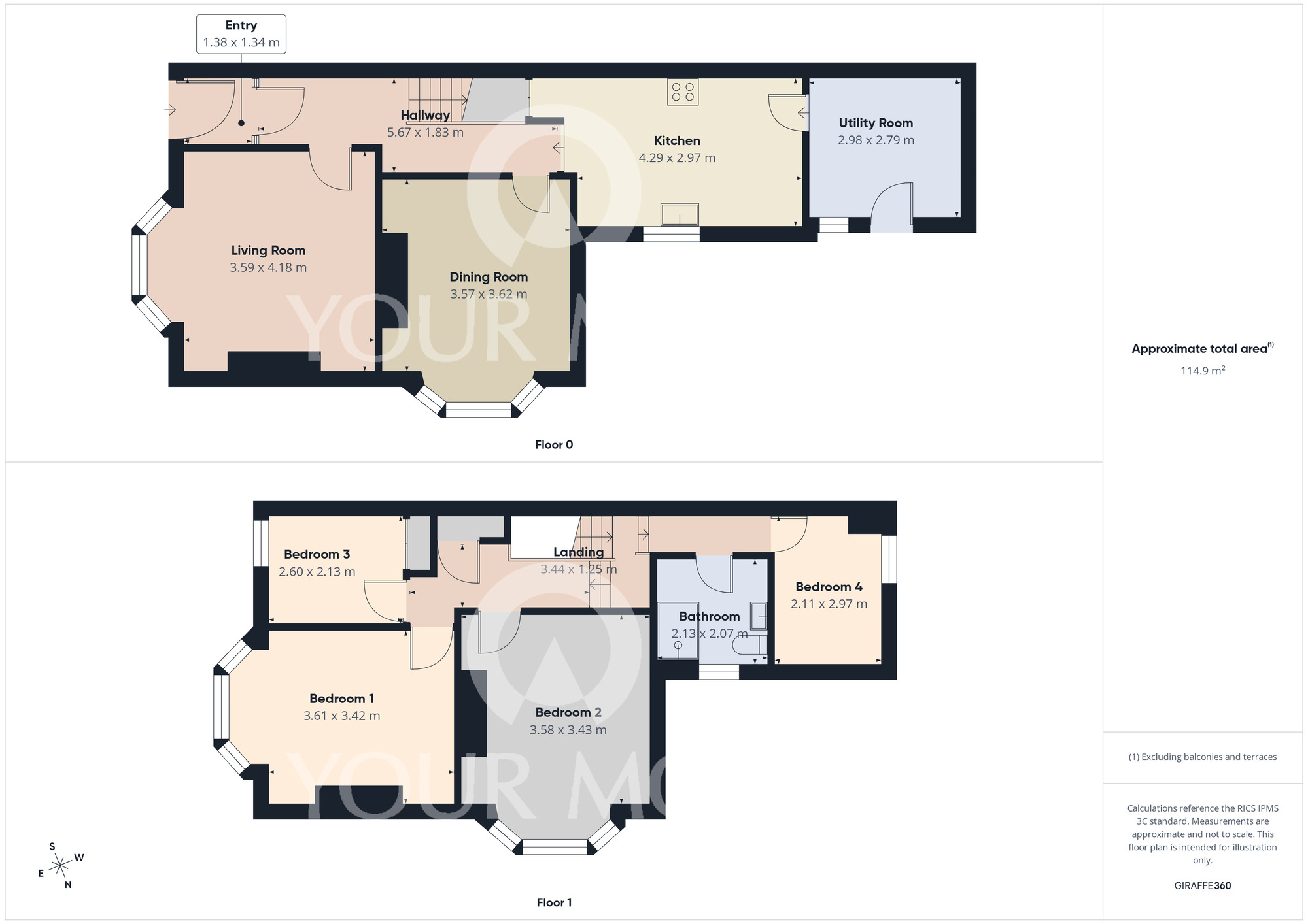 Floorplan of 4 bedroom End Terrace House for sale, Clifton Road, Darlington, Durham, DL1