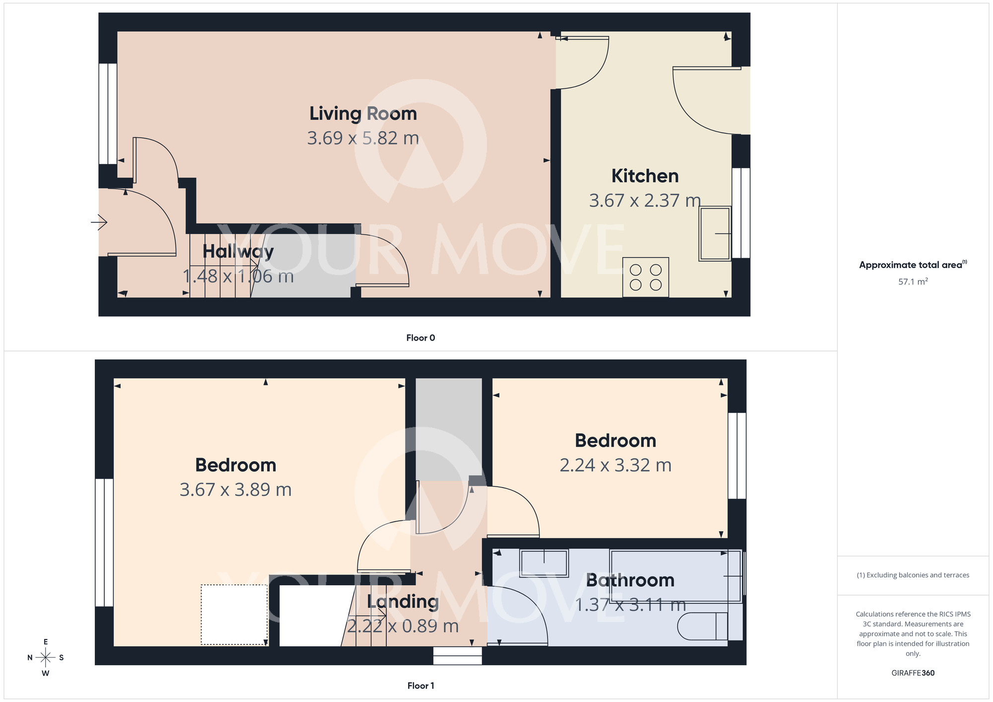 Floorplan of 2 bedroom Semi Detached House for sale, Caithness Way, Darlington, Durham, DL1