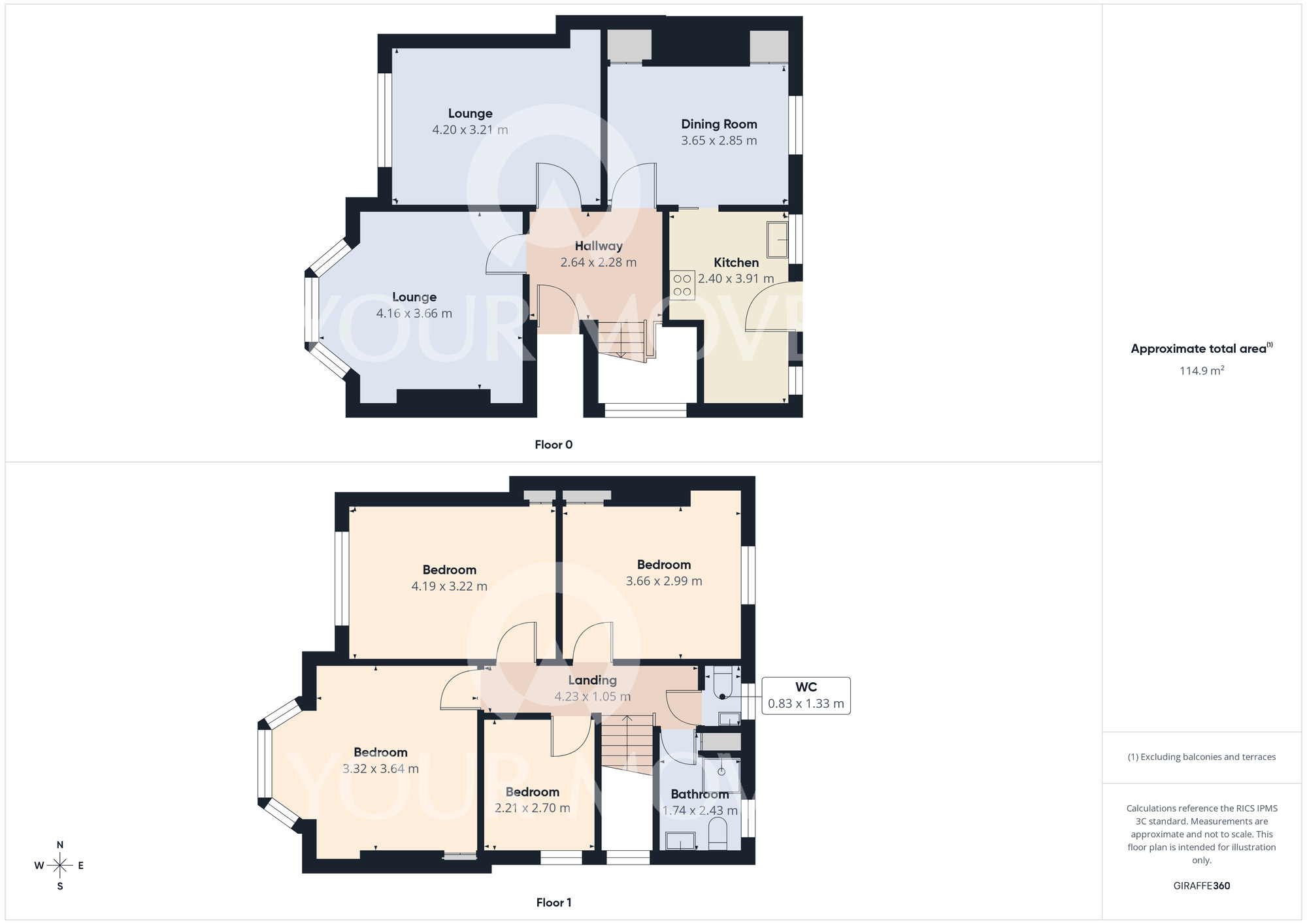 Floorplan of 4 bedroom Semi Detached House to rent, West Crescent, Darlington, Durham, DL3