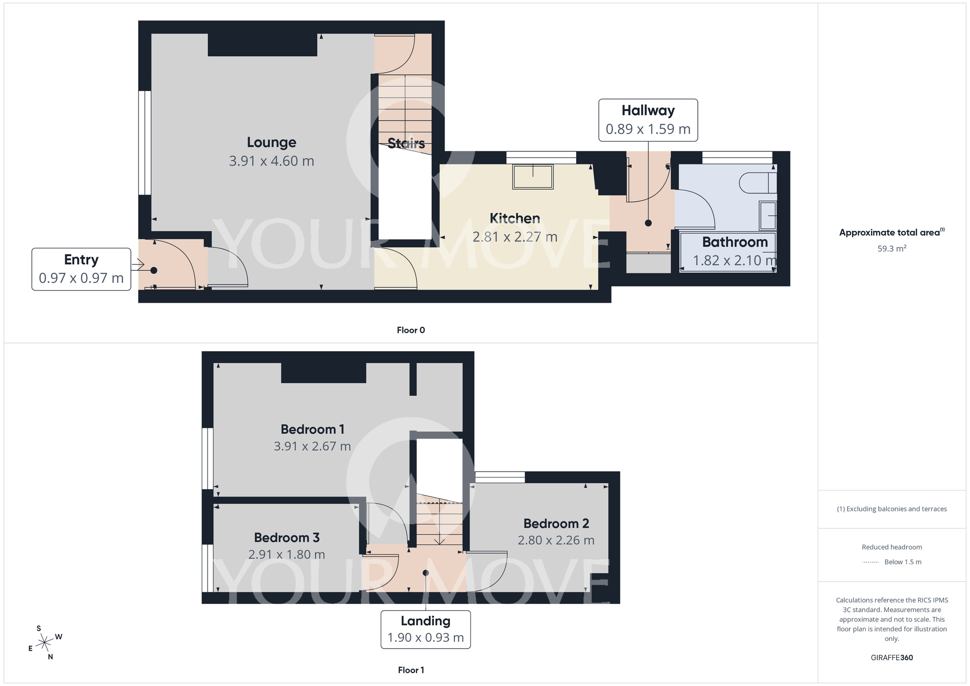 Floorplan of 3 bedroom Mid Terrace House for sale, Hercules Street, Darlington, Durham, DL1