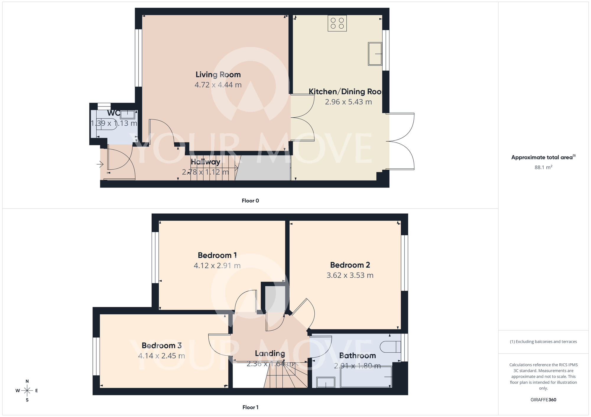 Floorplan of 3 bedroom Mid Terrace House for sale, Collingsway, Darlington, Durham, DL2