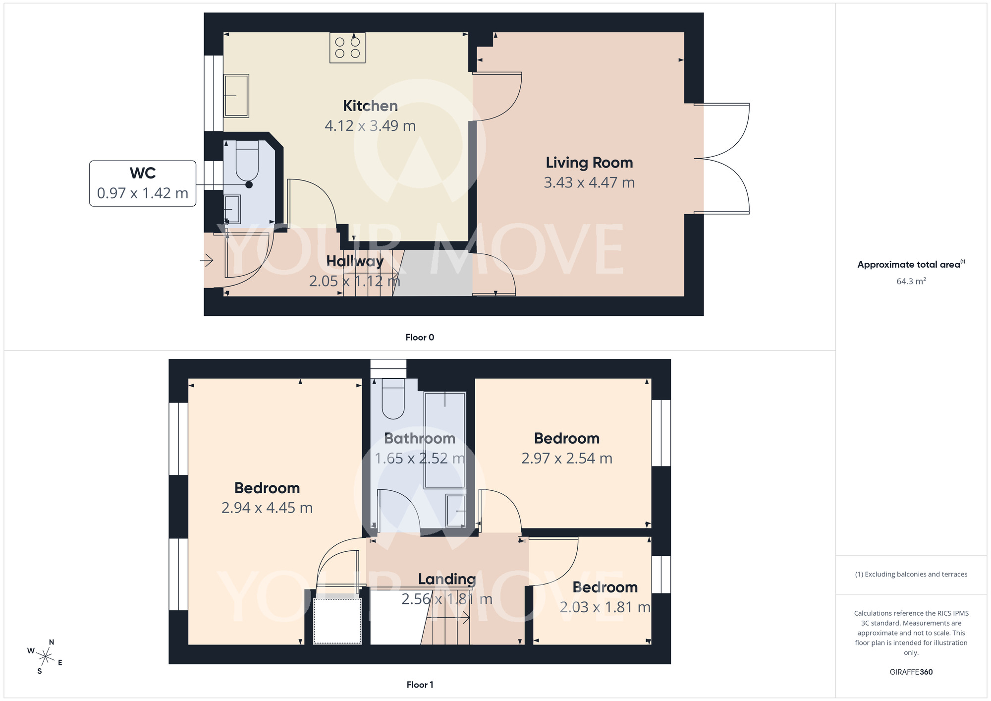 Floorplan of 3 bedroom Semi Detached House for sale, John Williams Boulevard, Darlington, Durham, DL1