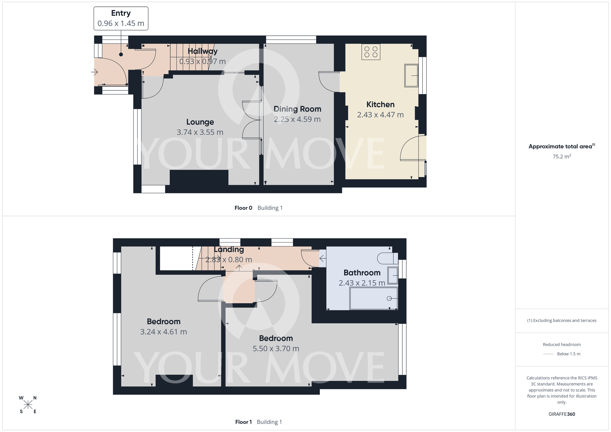 Floorplan of 2 bedroom Semi Detached House for sale, Darwin Grove, Darlington, Durham, DL1