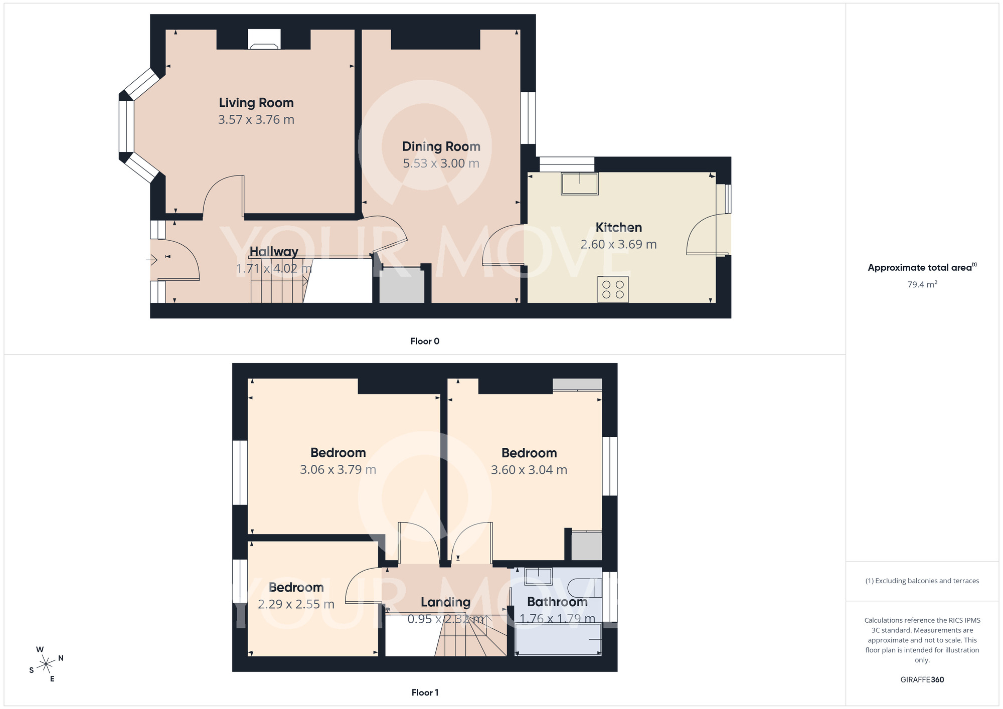 Floorplan of 3 bedroom Mid Terrace House for sale, Thompson Street West, Darlington, Durham, DL3