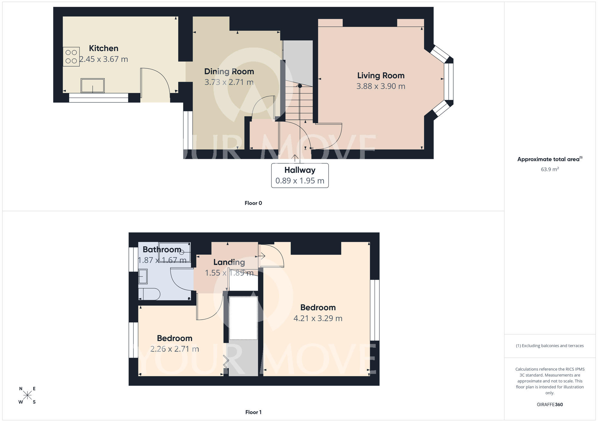 Floorplan of 2 bedroom Semi Detached House for sale, Coatham Crescent, Darlington, Durham, DL1