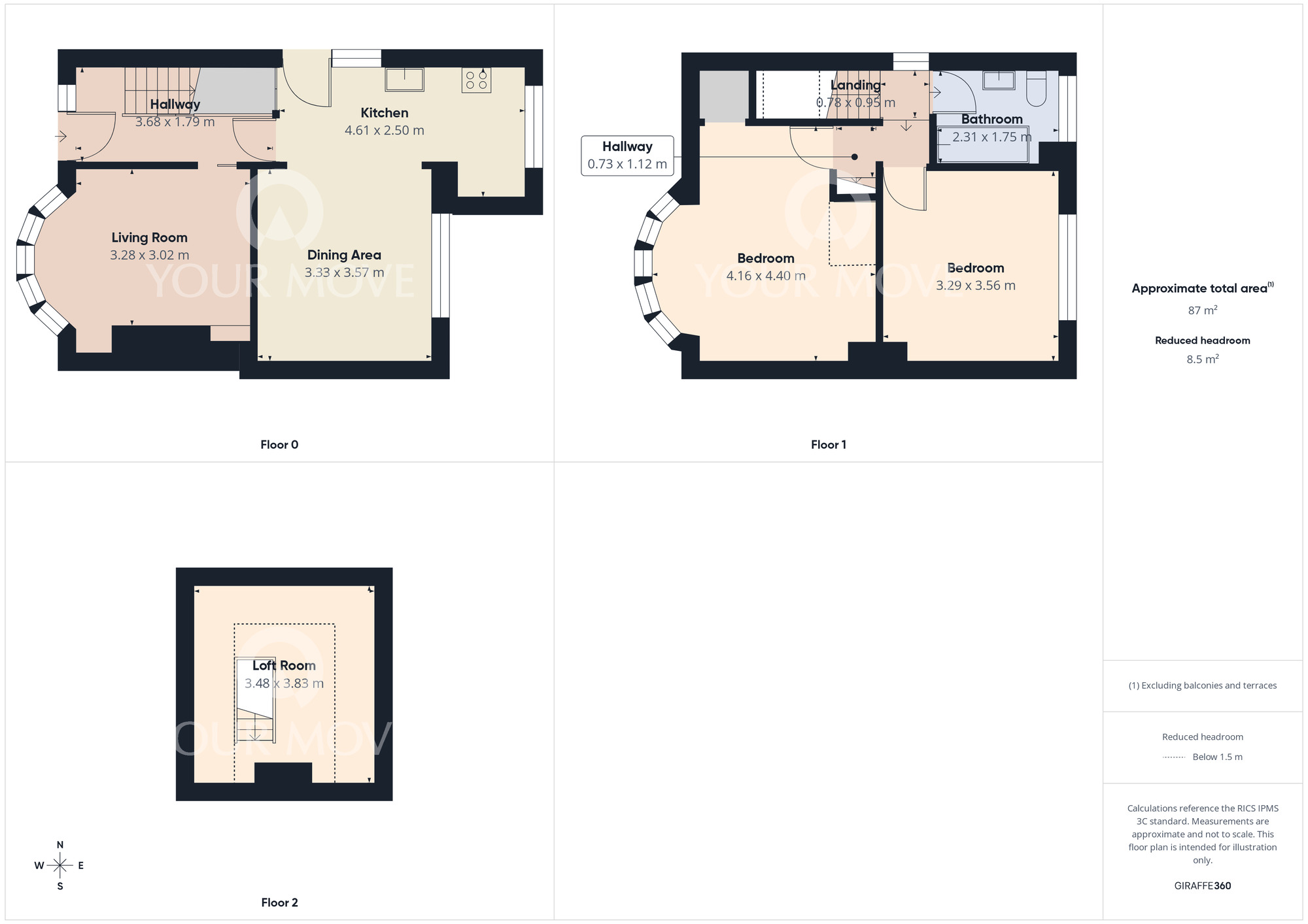 Floorplan of 2 bedroom Semi Detached House for sale, Hirst Grove, Darlington, Durham, DL1