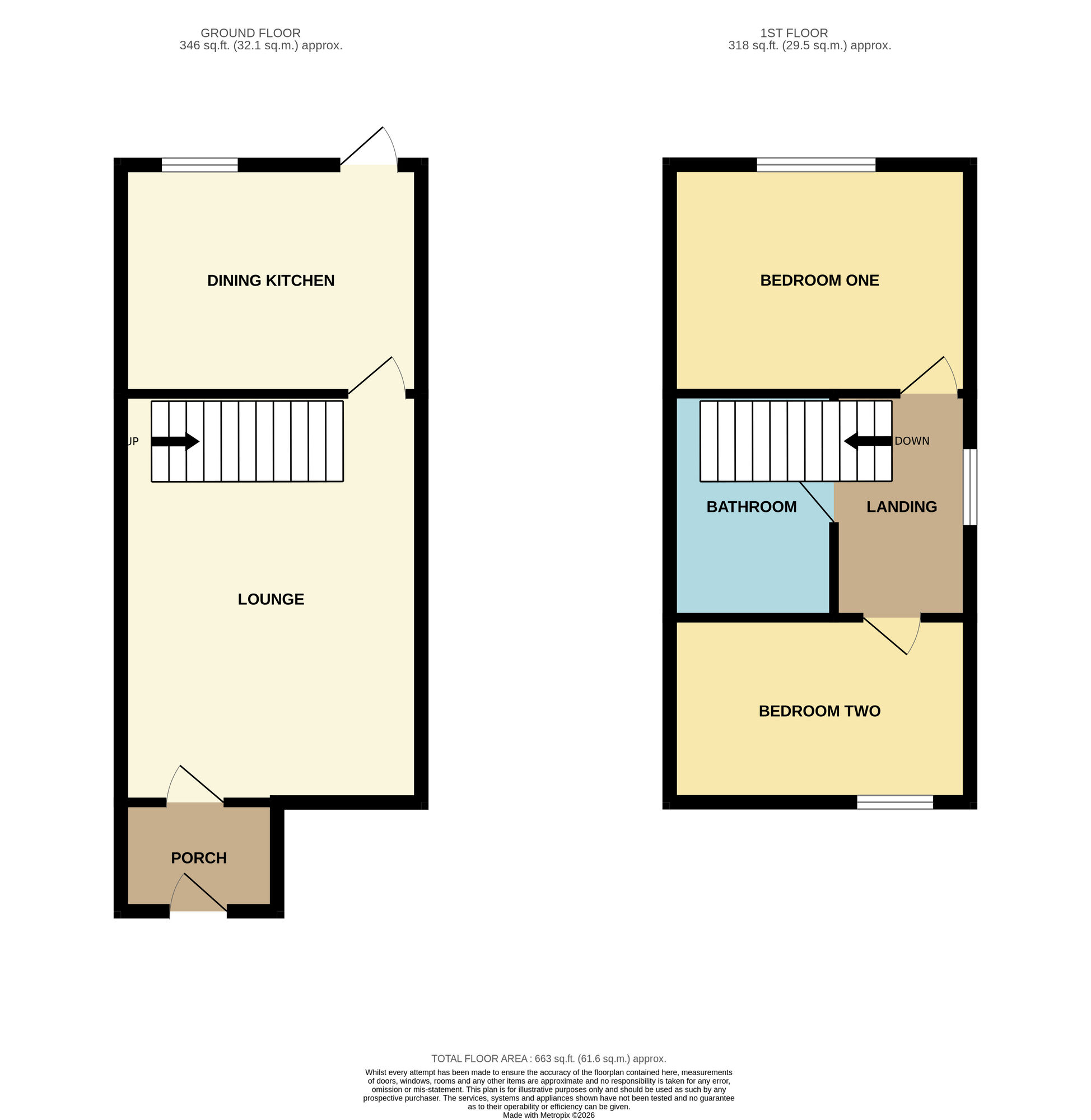 Floorplan of 2 bedroom End Terrace House for sale, Sunningdale Green, Darlington, Durham, DL1