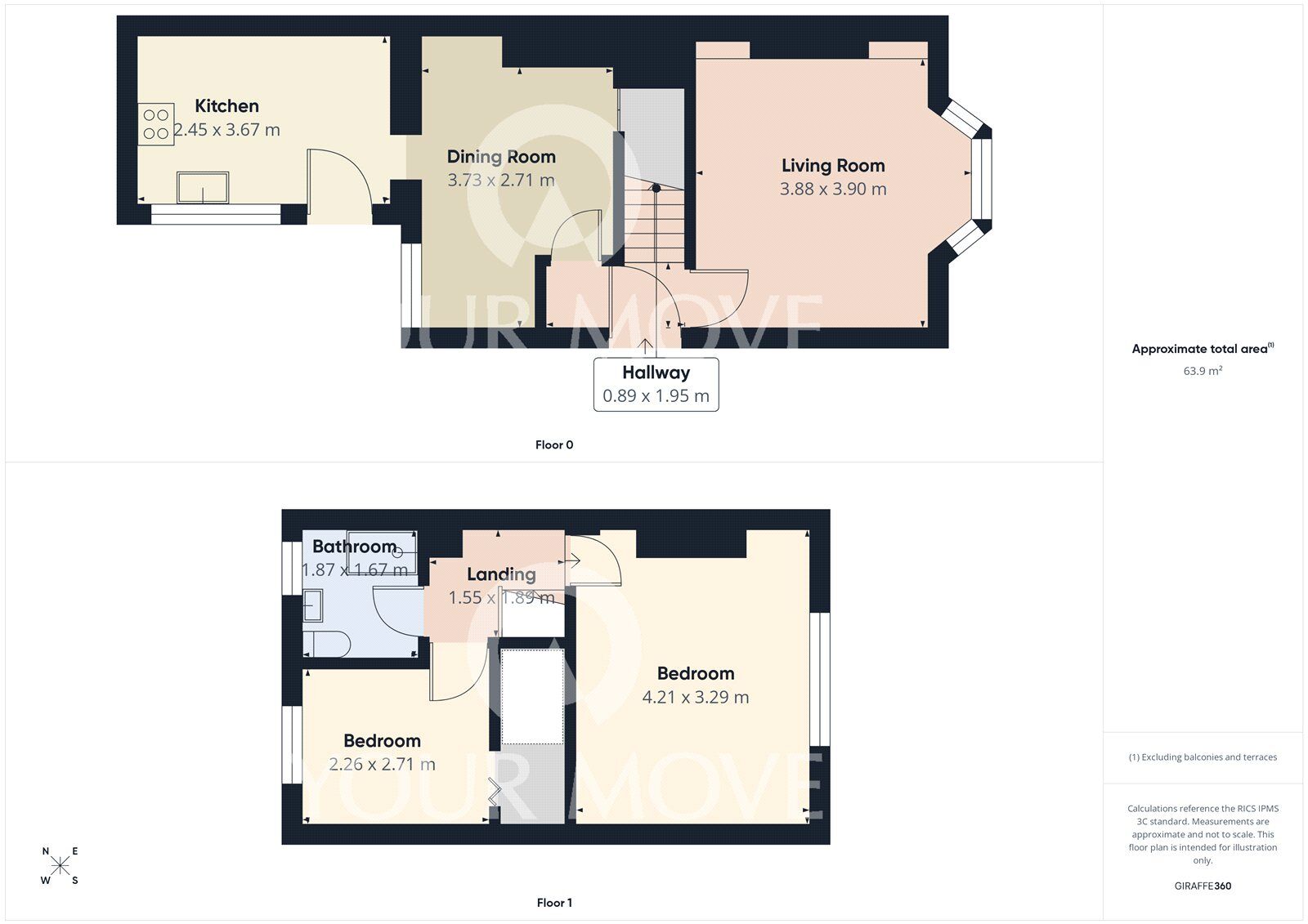 Floorplan of 2 bedroom Semi Detached House to rent, Coatham Crescent, Darlington, Durham, DL1