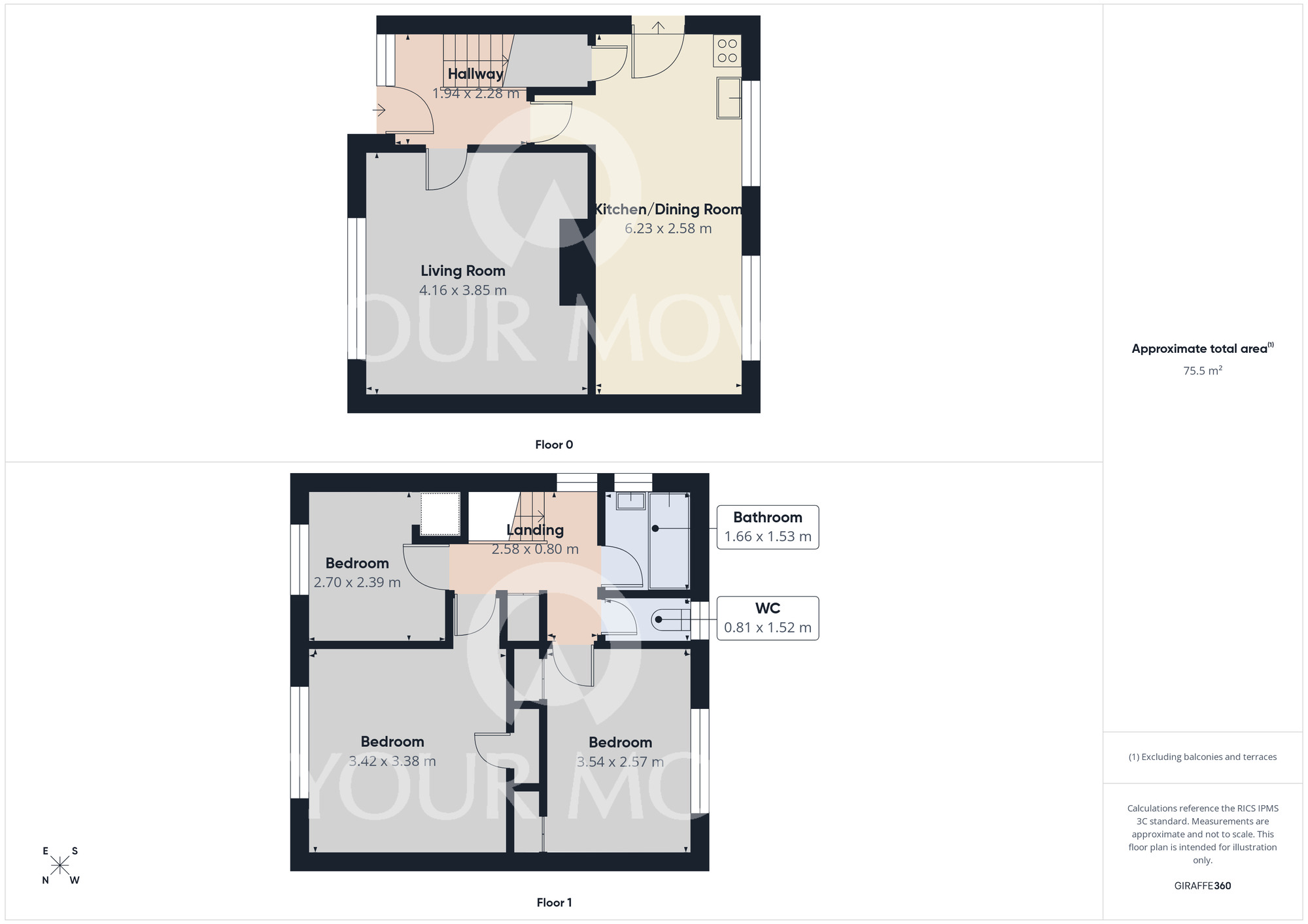 Floorplan of 3 bedroom Semi Detached House for sale, Pateley Moor Crescent, Darlington, Durham, DL1