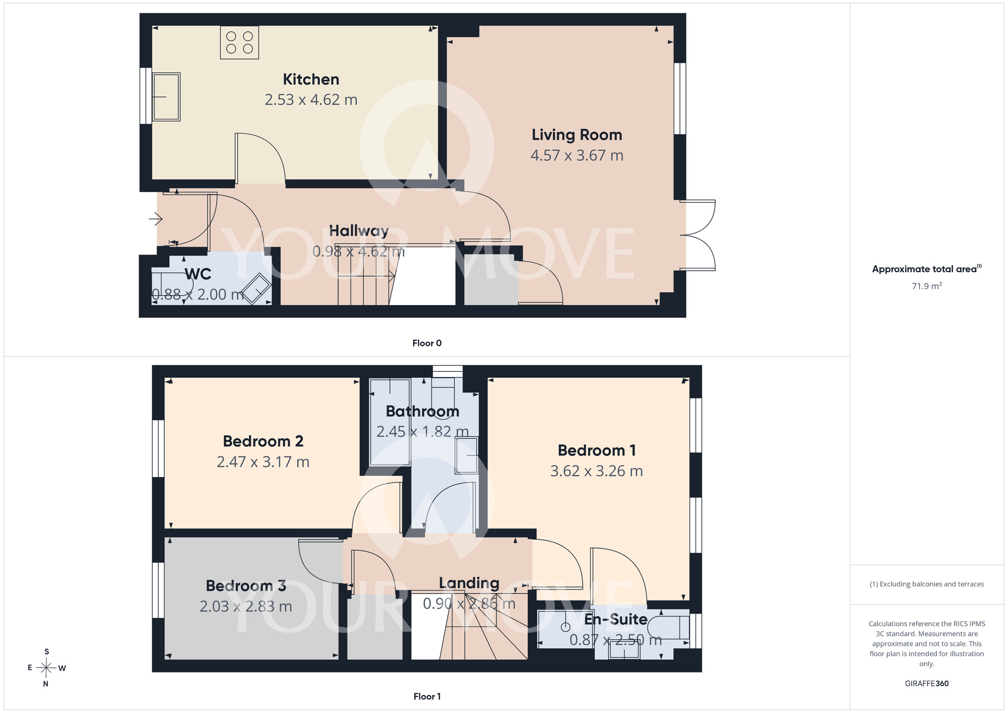 Floorplan of 3 bedroom End Terrace House for sale, Richmond Way, Darlington, Durham, DL1