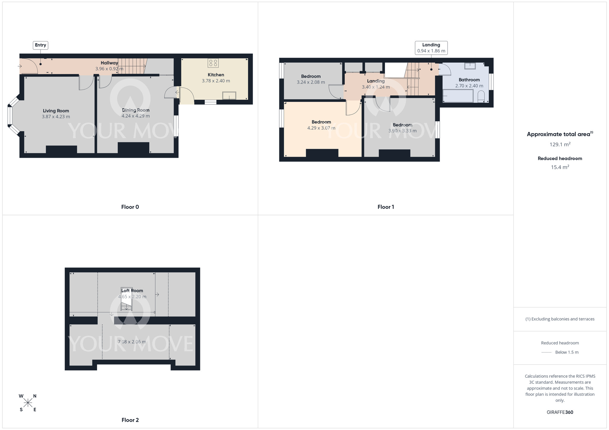 Floorplan of 3 bedroom Mid Terrace House for sale, Oakland Gardens, Darlington, Durham, DL1
