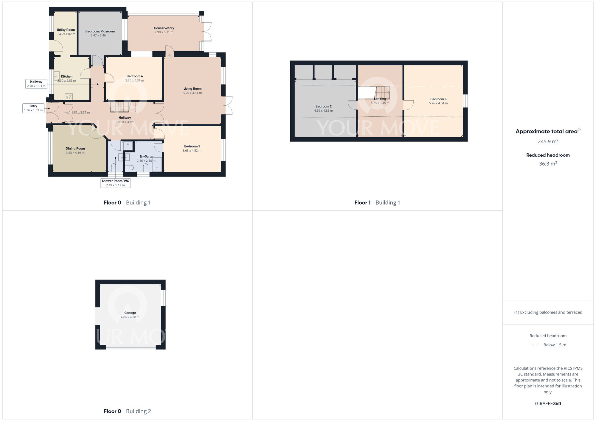 Floorplan of 4 bedroom Detached Bungalow for sale, Blackwell Grove, Darlington, Durham, DL3