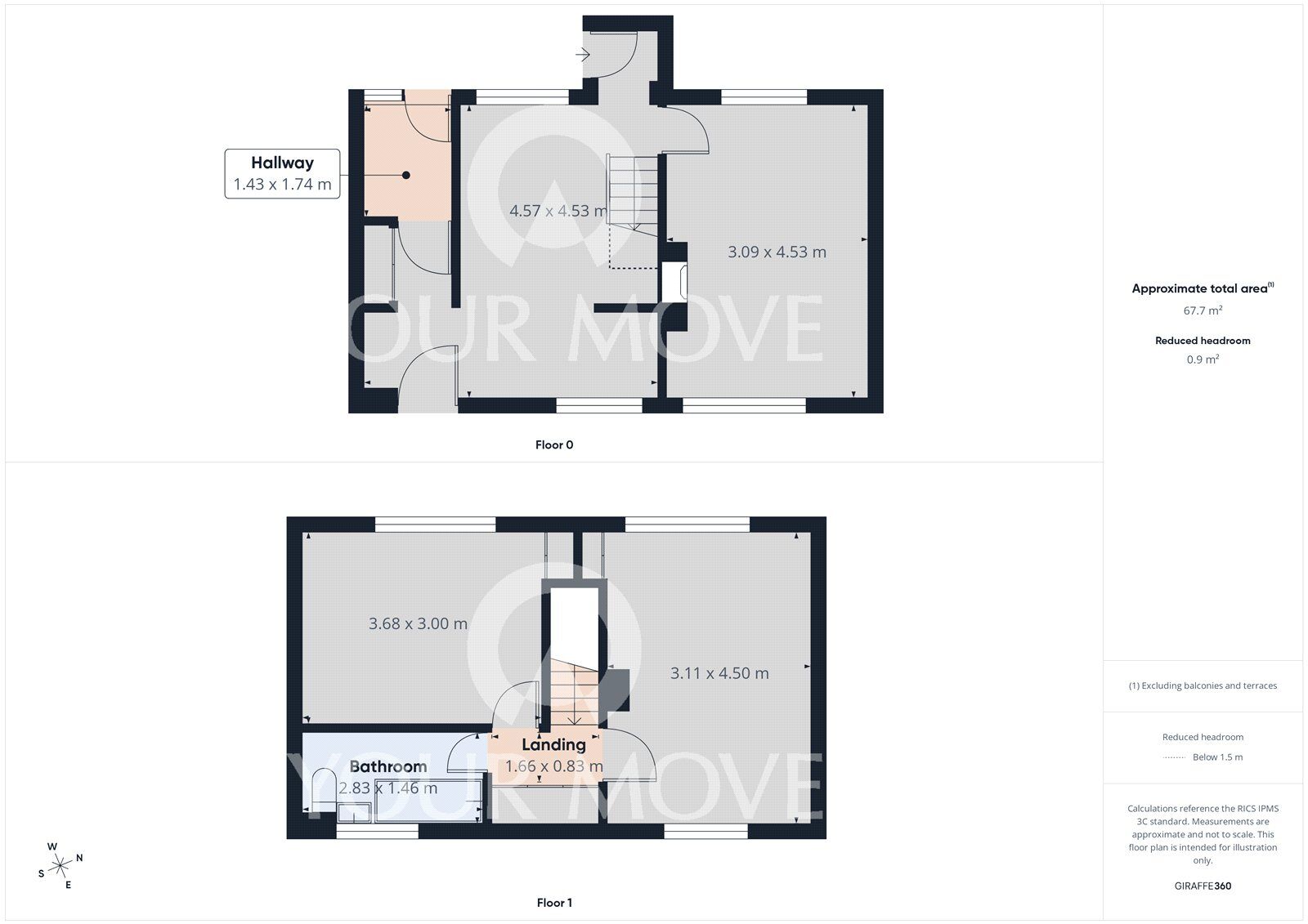 Floorplan of 2 bedroom House to rent, Ramsey Place, Newton Aycliffe, Durham, DL5