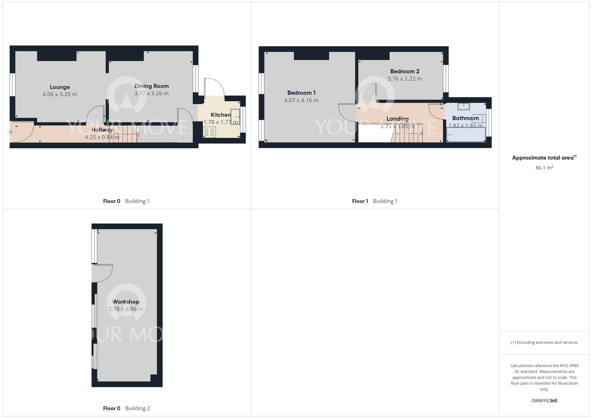 Floorplan of 2 bedroom Mid Terrace House to rent, Strait Lane, Hurworth, Durham, DL2