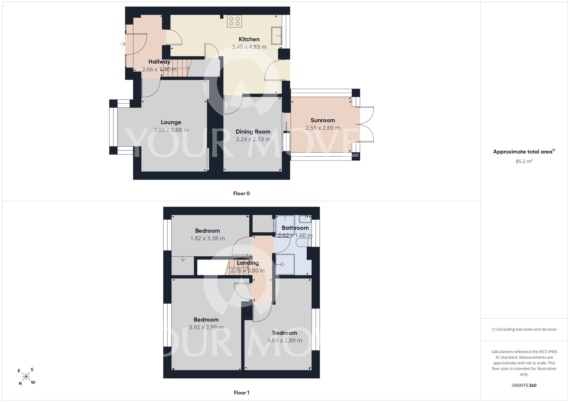 Floorplan of 3 bedroom End Terrace House for sale, Lilburne Crescent, Newton Aycliffe, Durham, DL5