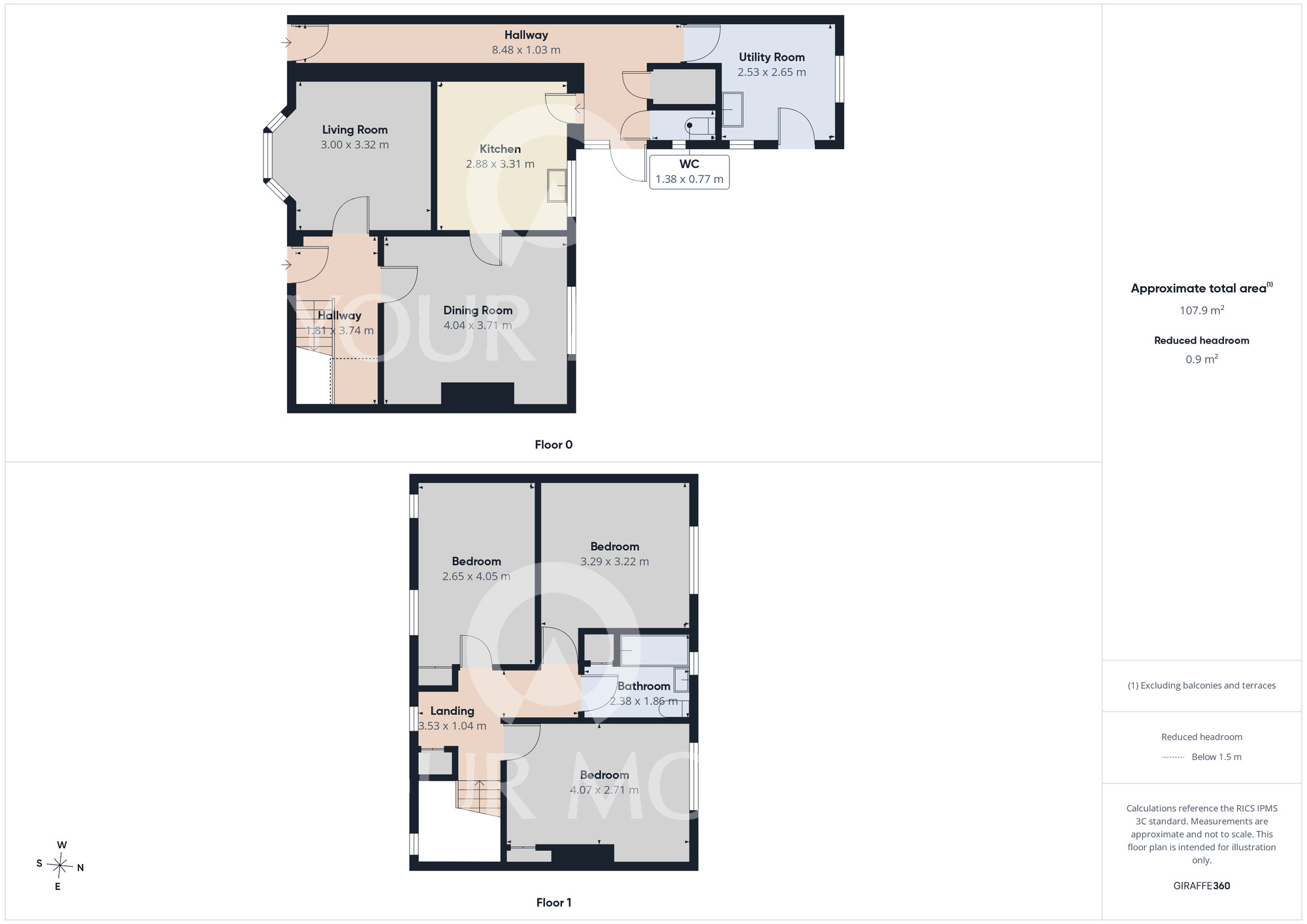 Floorplan of 3 bedroom Mid Terrace House for sale, Thorntree Gardens, Middleton St. George, Durham, DL2
