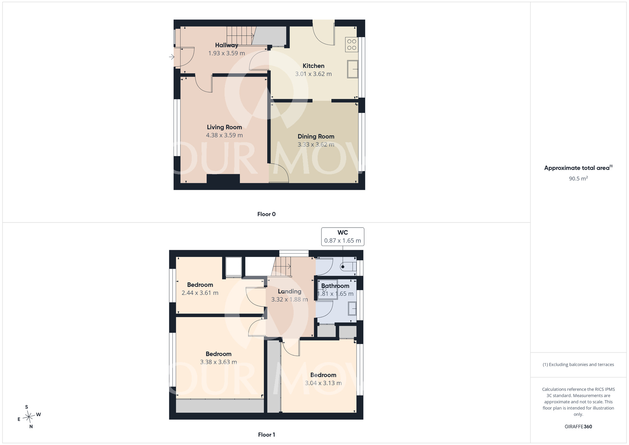 Floorplan of 3 bedroom Semi Detached House for sale, The Broadway, Darlington, Durham, DL1