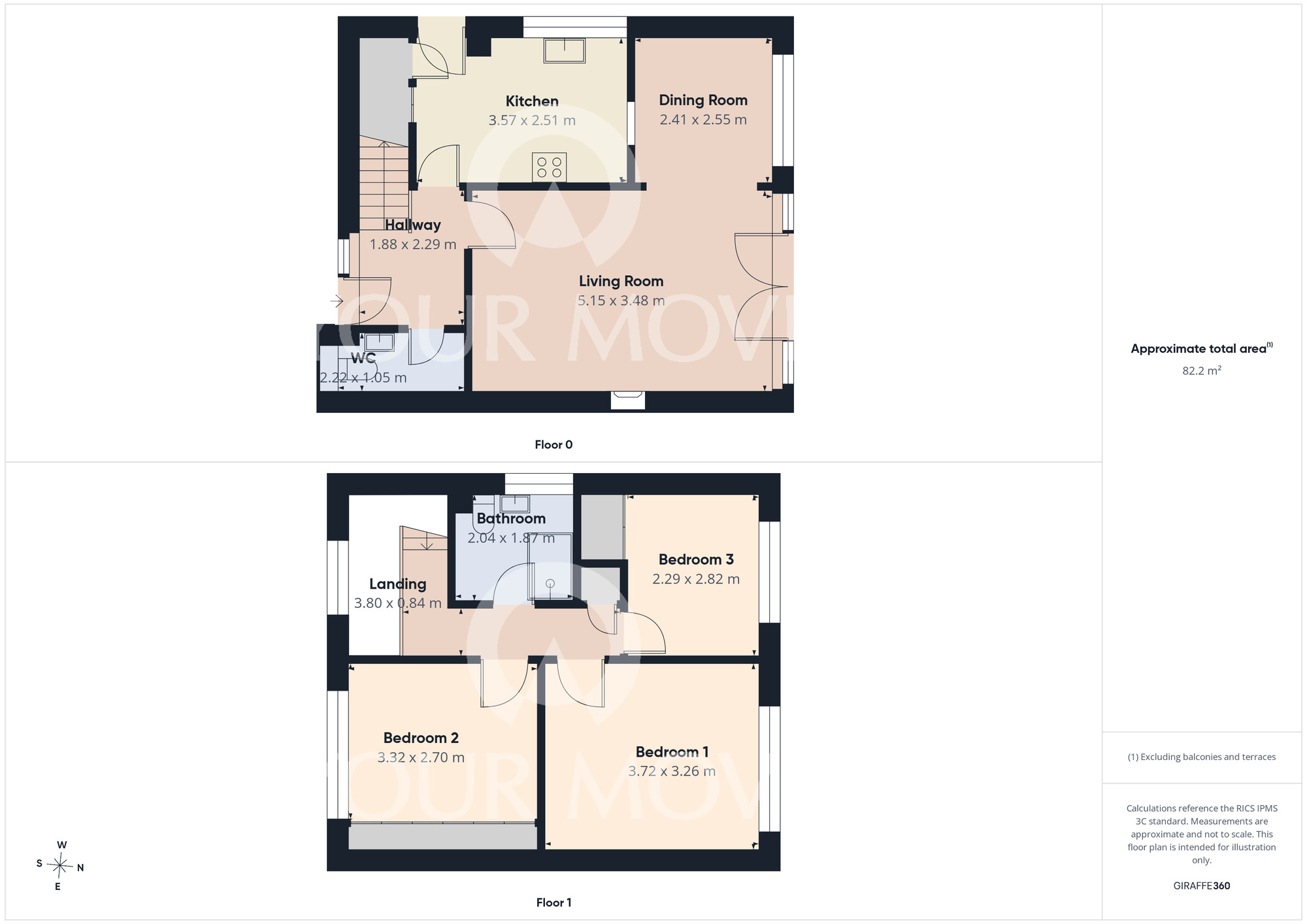 Floorplan of 3 bedroom Detached House for sale, Grendon Gardens, Middleton St. George, Durham, DL2