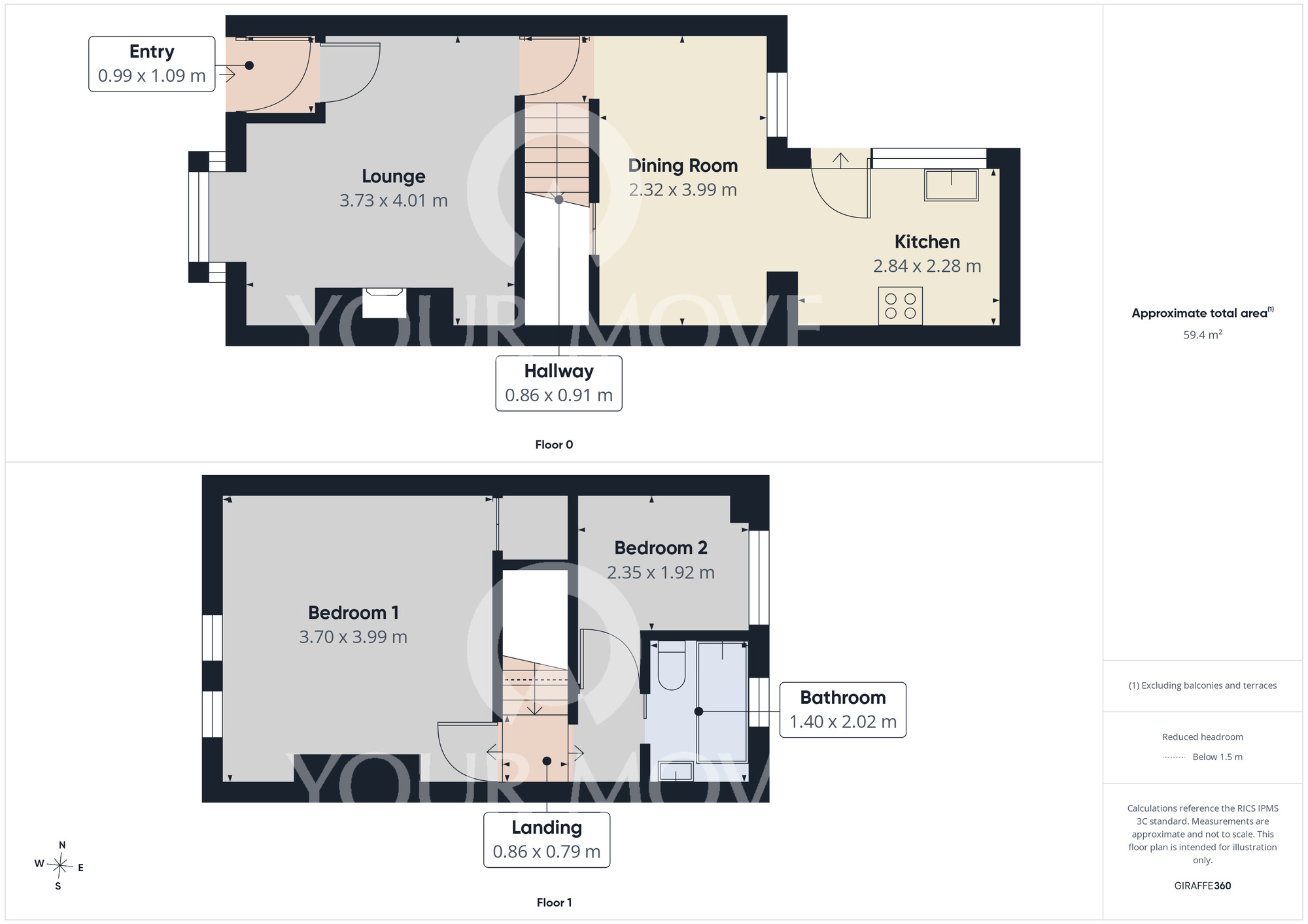 Floorplan of 2 bedroom Mid Terrace House for sale, Trafalgar Terrace, Darlington, Durham, DL3
