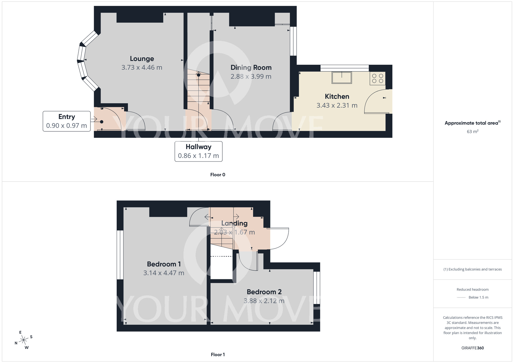 Floorplan of 2 bedroom Mid Terrace House for sale, Brougham Street, Darlington, Durham, DL3