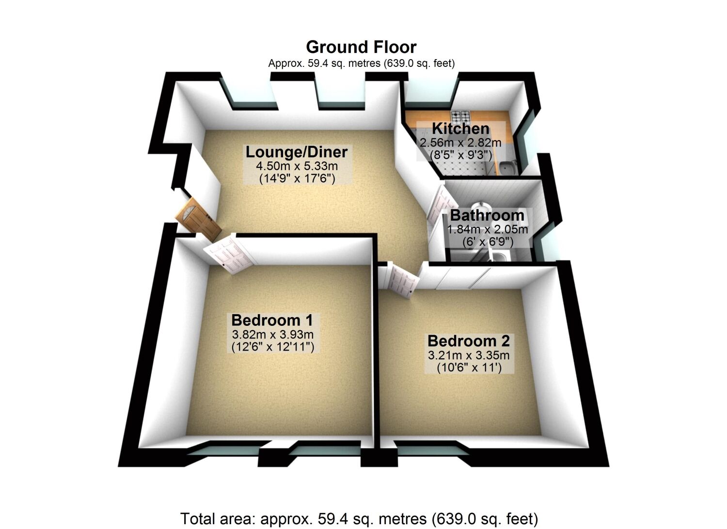 Floorplan of 2 bedroom Flat to rent, Mount Wear Court, Countess Wear Road, Devon, EX2