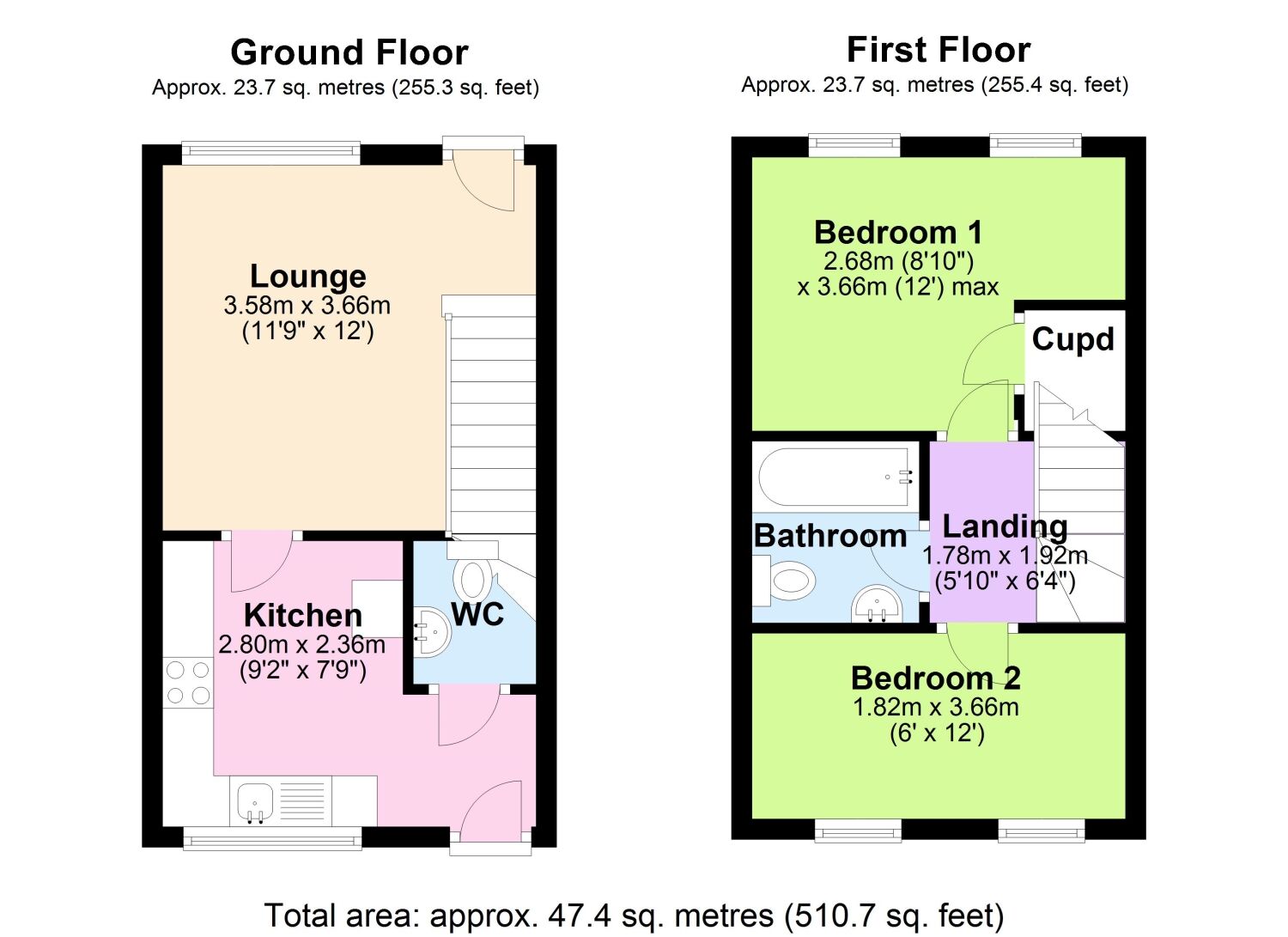 Floorplan of 2 bedroom Mid Terrace House to rent, Brewery Court, High Street, Devon, EX7