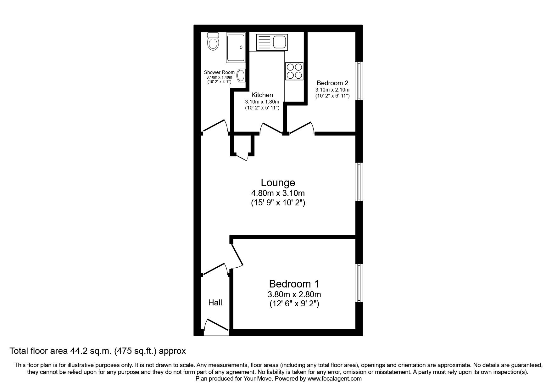 Floorplan of 2 bedroom  Flat to rent, Westbury Road, Dover, Kent, CT17
