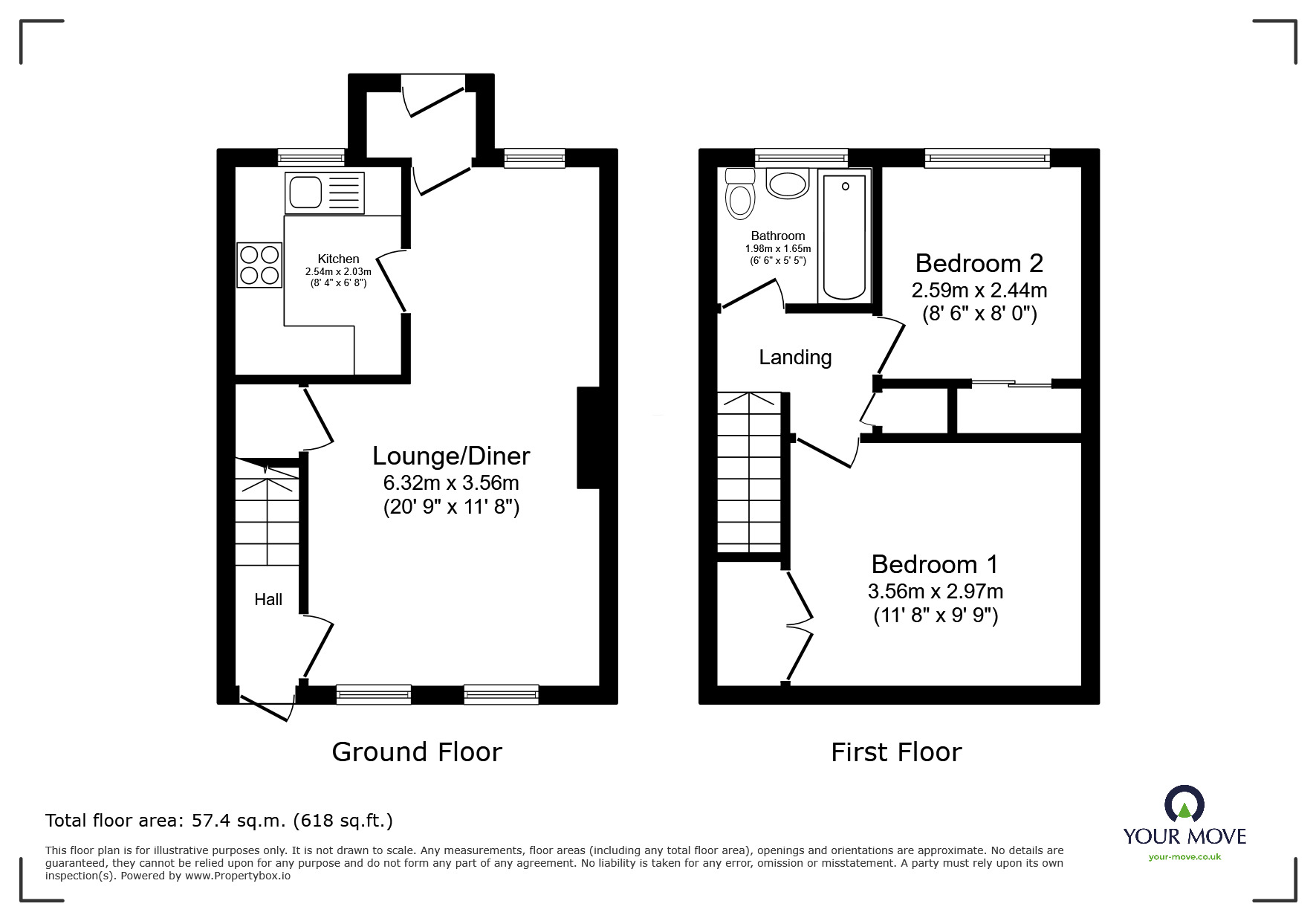 Floorplan of 2 bedroom House to rent, Cheriton Road, Walmer, Kent, CT14