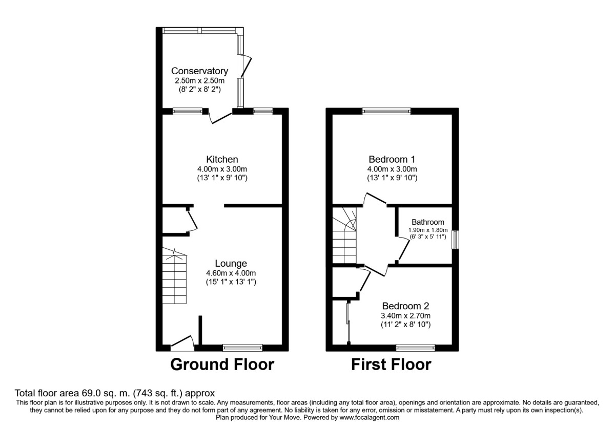 Floorplan of 2 bedroom End Terrace House to rent, Church Meadow, Deal, Kent, CT14