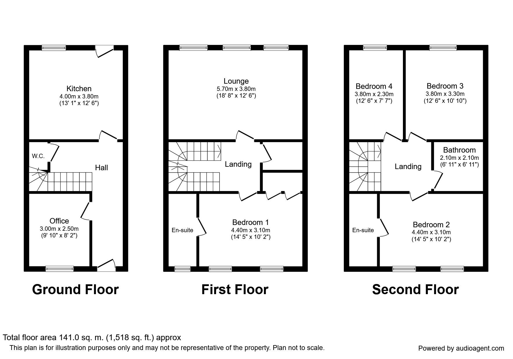 Floorplan of 4 bedroom Semi Detached House to rent, Ardent Avenue, Walmer, Kent, CT14