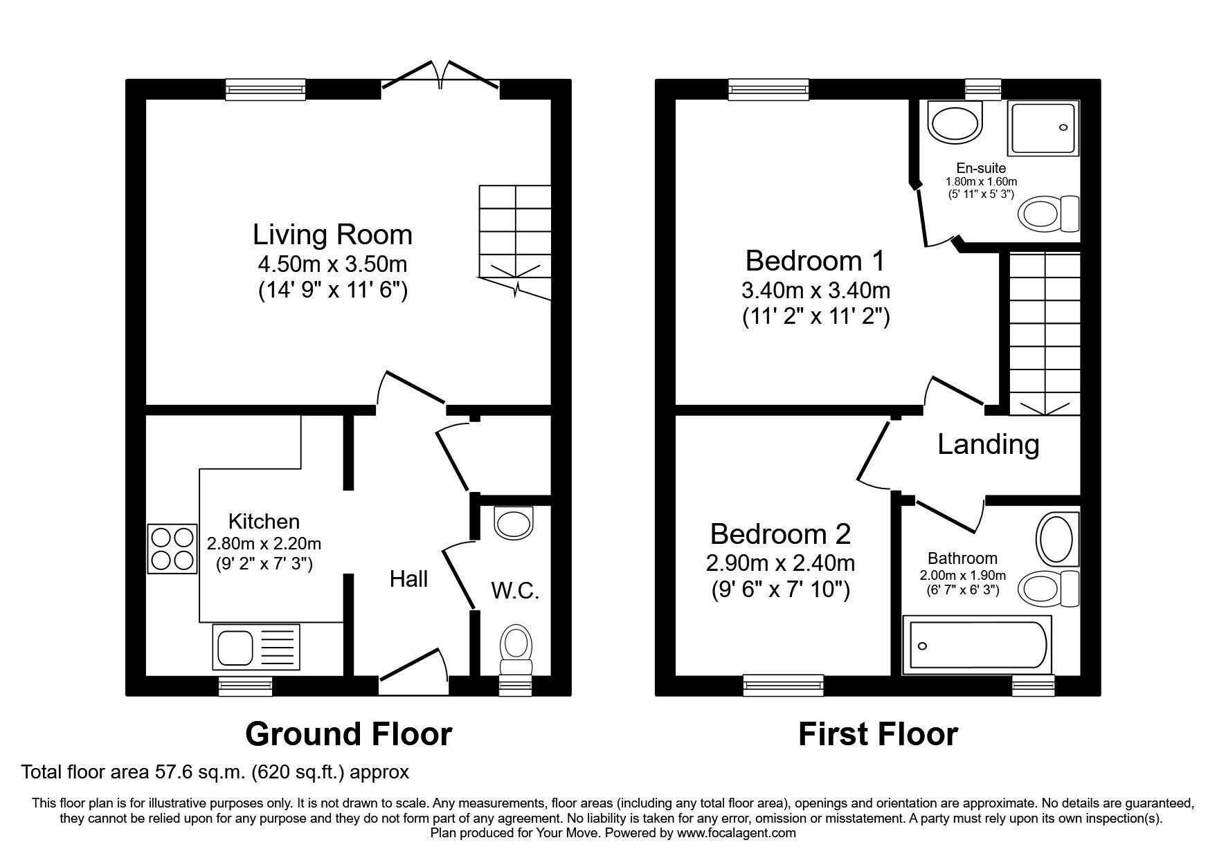 Floorplan of 2 bedroom End Terrace House to rent, Hyton Drive, Deal, Kent, CT14