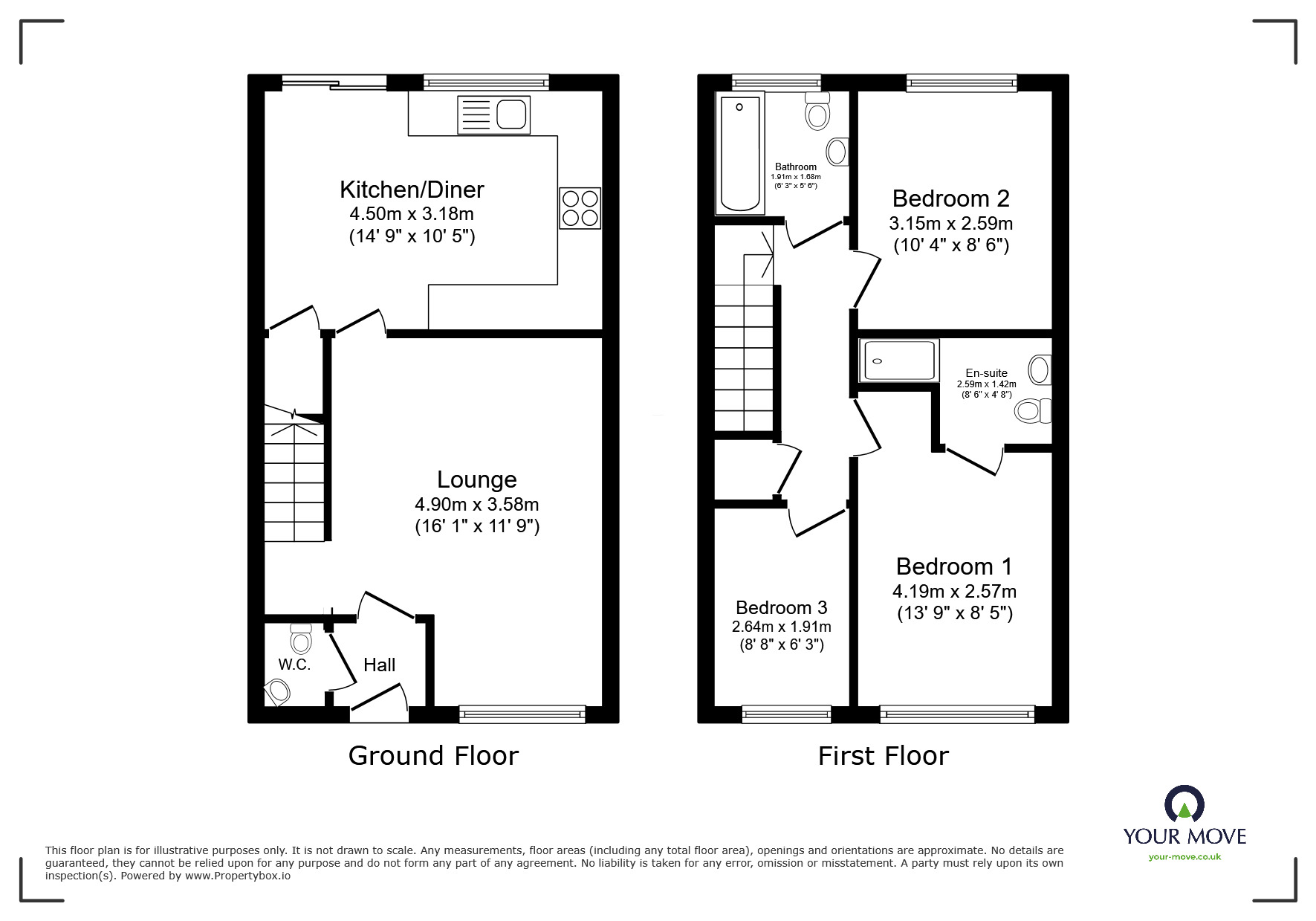 Floorplan of 3 bedroom Mid Terrace House to rent, Skylark Lane, Whitfield, Kent, CT16