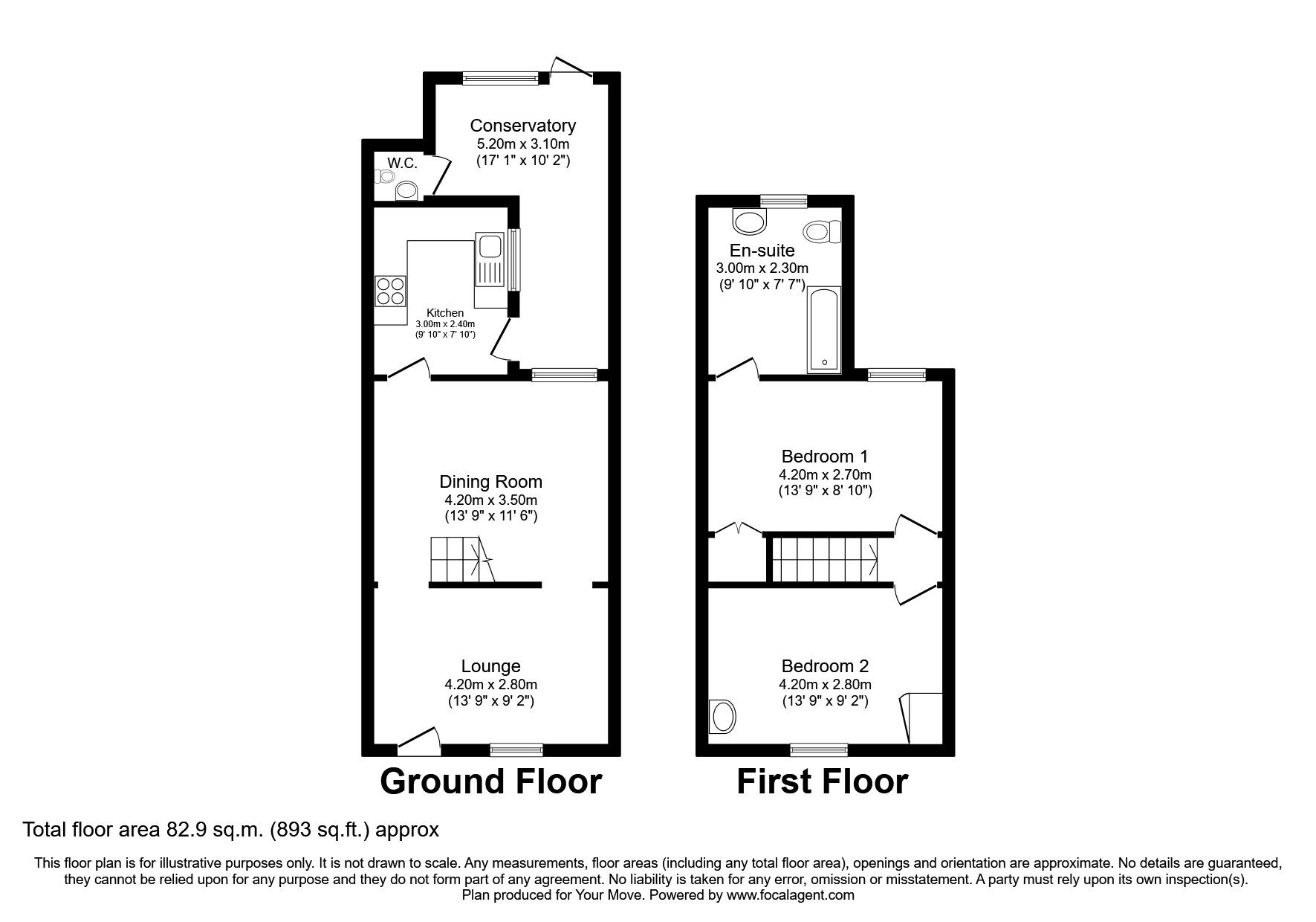 Floorplan of 2 bedroom Mid Terrace House to rent, Western Road, Deal, Kent, CT14