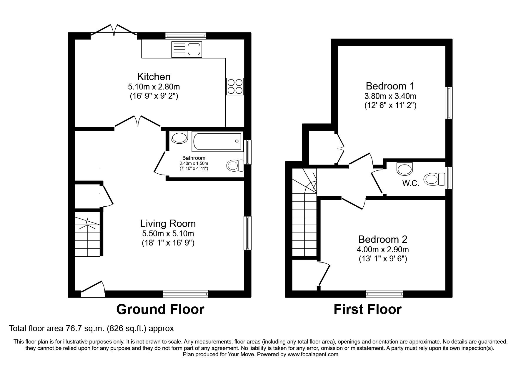 Floorplan of 2 bedroom Semi Detached House to rent, Bevan Close, Deal, Kent, CT14