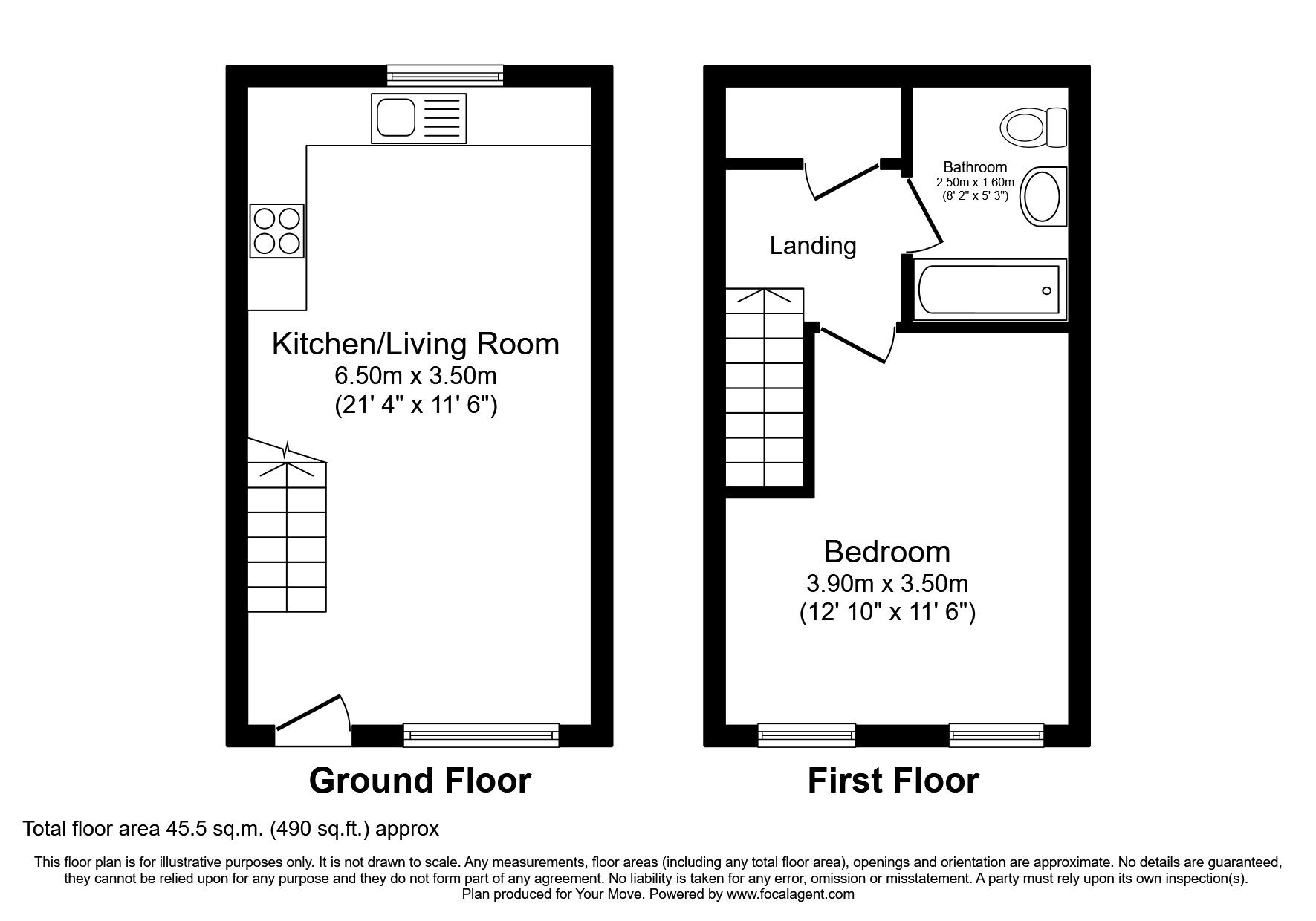 Floorplan of 1 bedroom Mid Terrace House to rent, Castle Mews, Kent, CT14