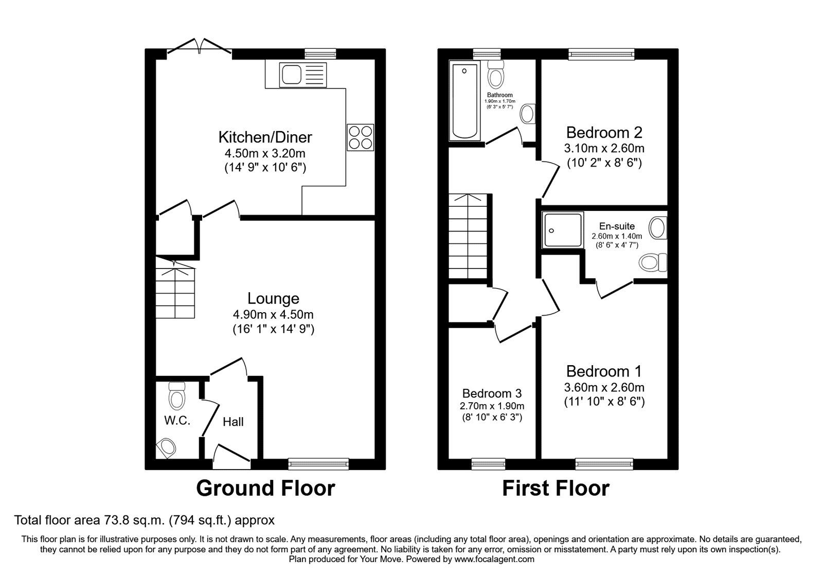 Floorplan of 3 bedroom End Terrace House to rent, Whinchat Rise, Whitfield, Dover, CT16