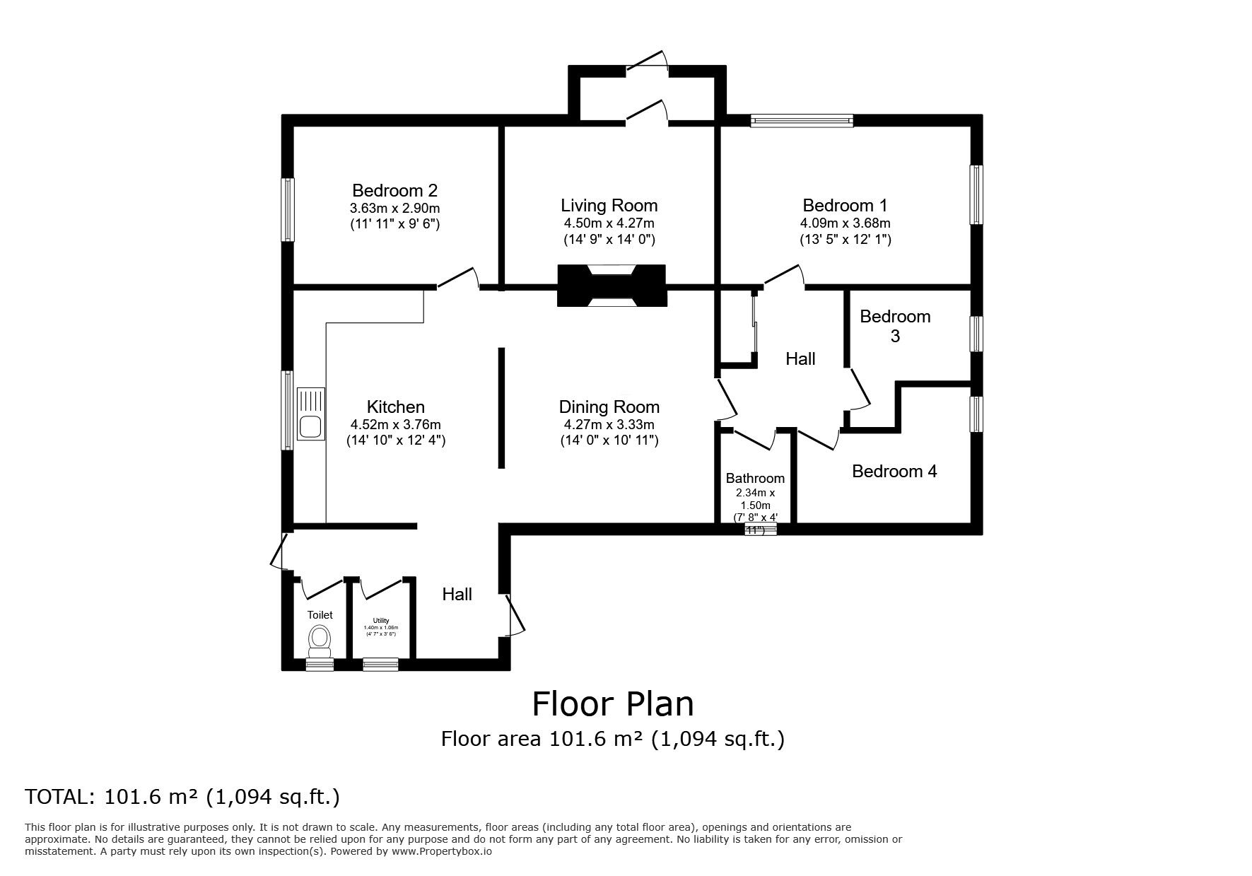 Floorplan of 4 bedroom Detached Bungalow for sale, London Road, Sholden, Kent, CT14