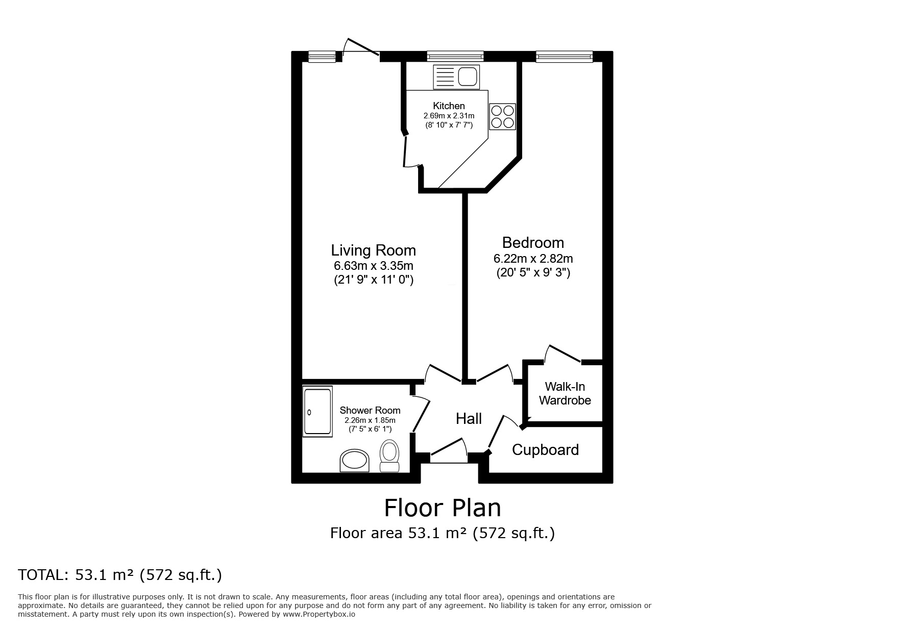 Floorplan of 1 bedroom  Flat for sale, Ark Lane, Deal, Kent, CT14