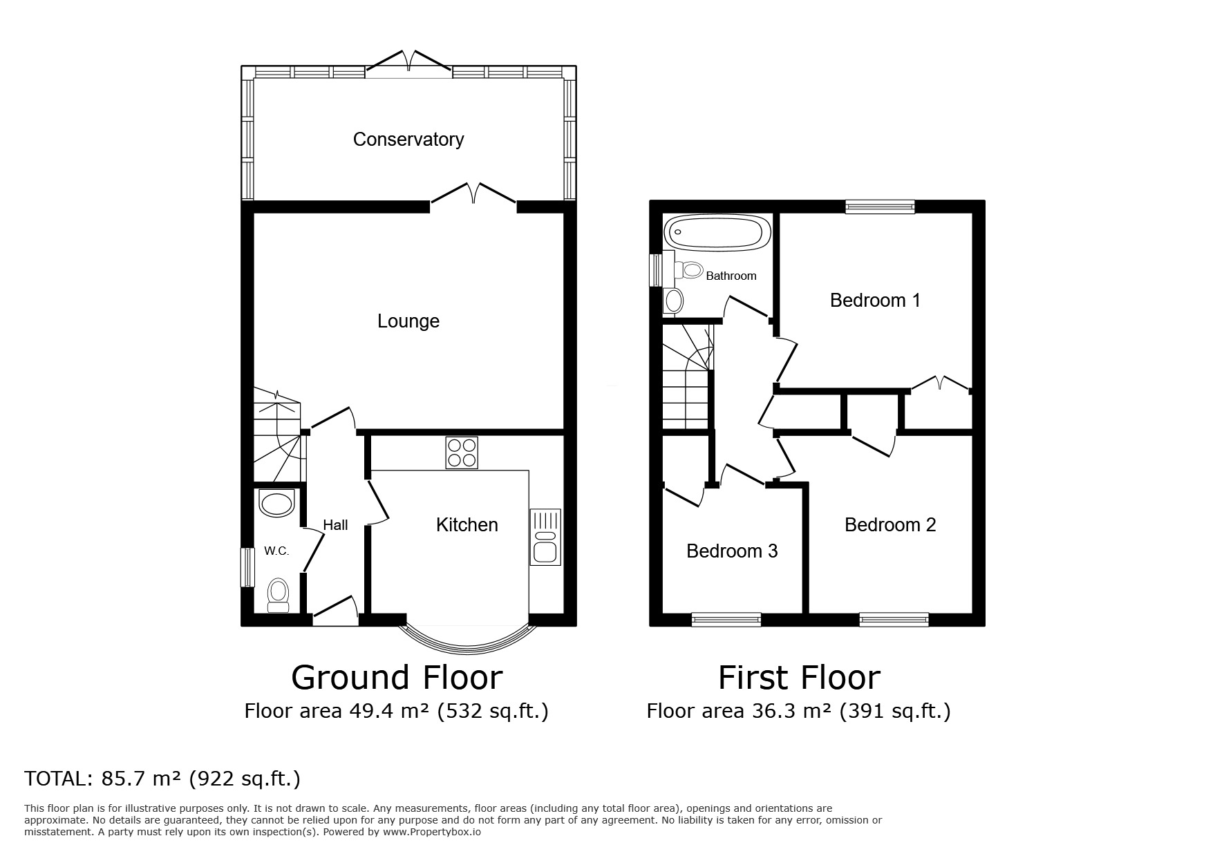 Floorplan of 3 bedroom Semi Detached House for sale, Church Lane, Sholden, Kent, CT14