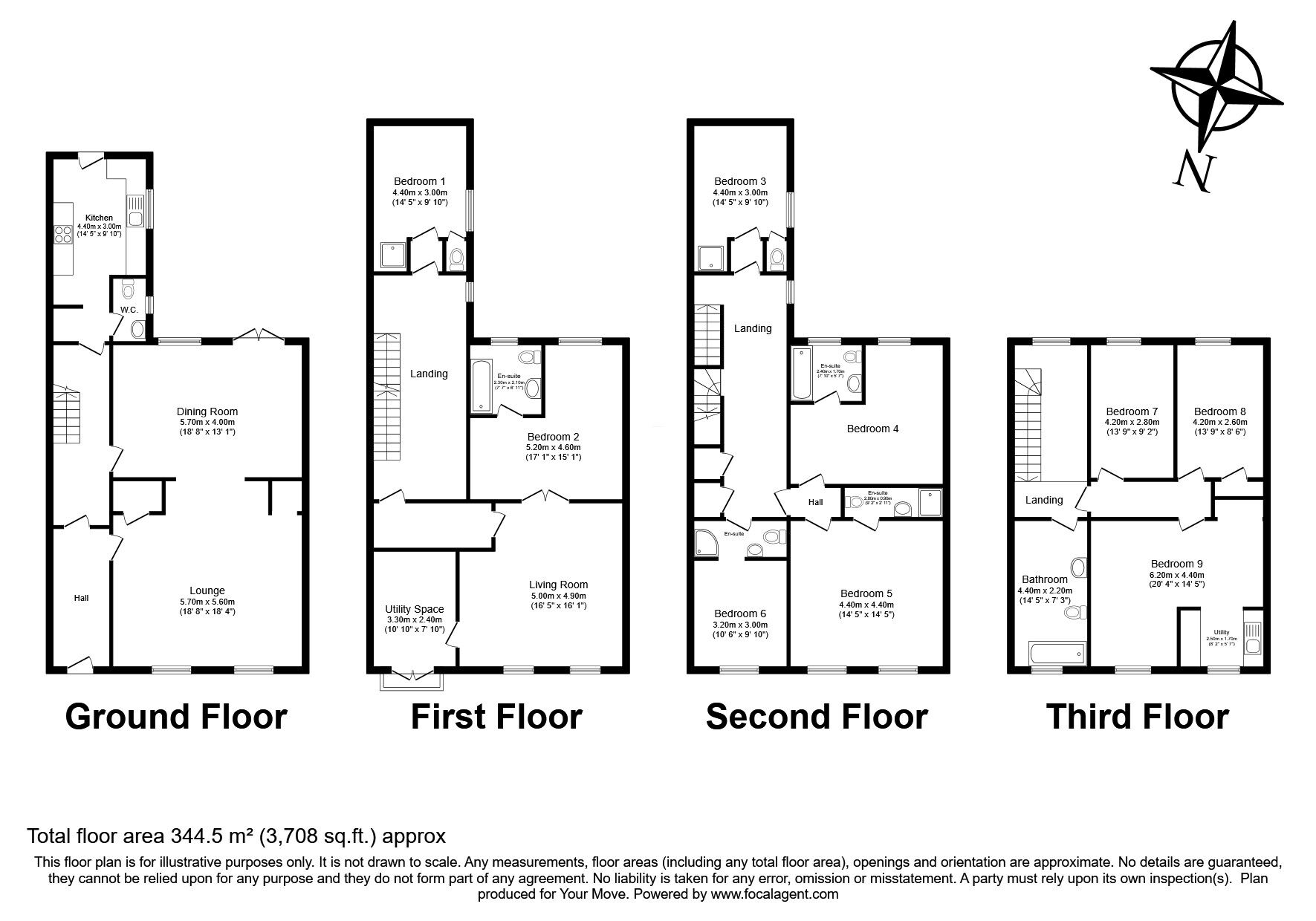 Floorplan of 9 bedroom Mid Terrace House for sale, East Cliff, Dover, Kent, CT16
