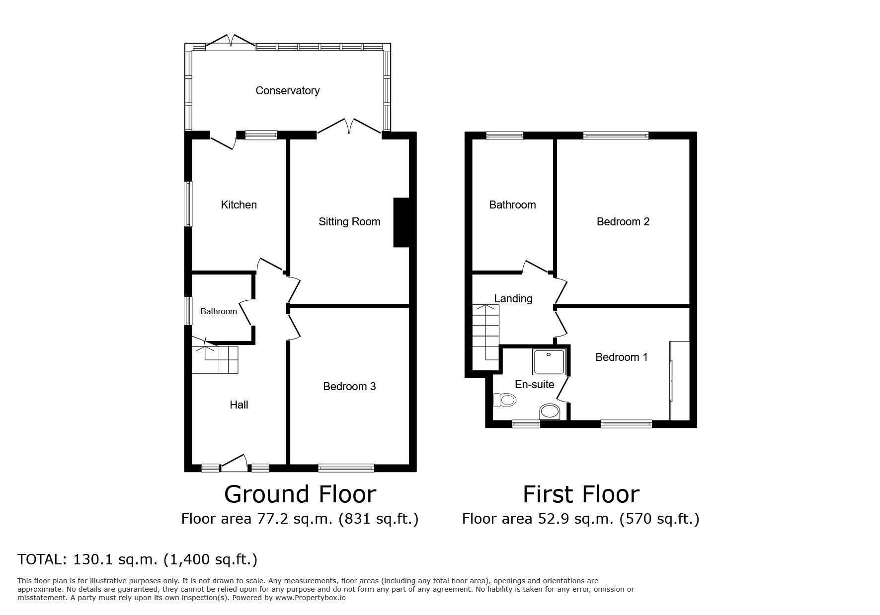 Floorplan of 3 bedroom Semi Detached Bungalow for sale, Queensdown Road, Kingsdown, Kent, CT14
