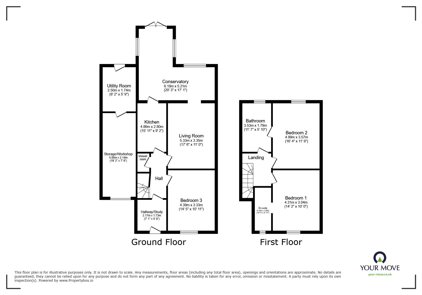 Floorplan of 3 bedroom Semi Detached House for sale, Queensdown Road, Kingsdown, Kent, CT14