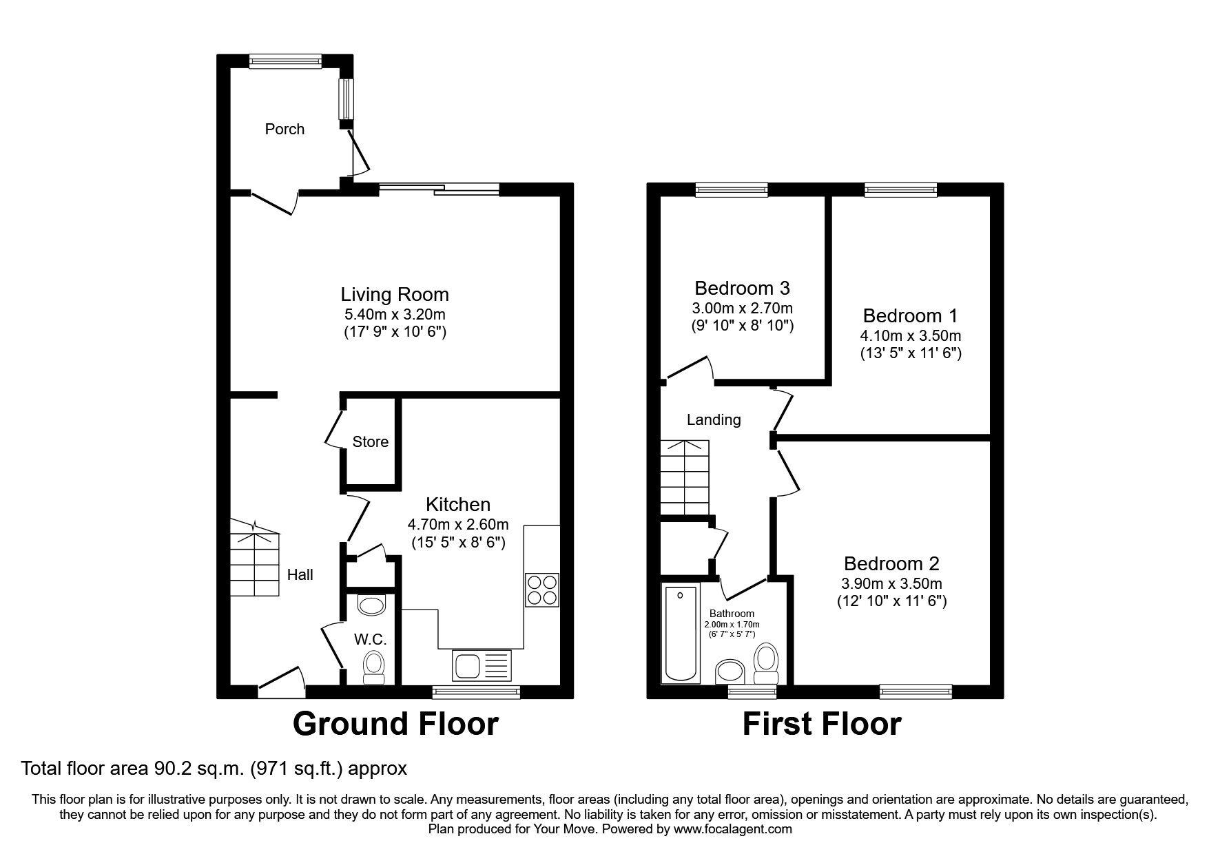 Floorplan of 3 bedroom Semi Detached House for sale, Orchard Road, Eastry, Kent, CT13