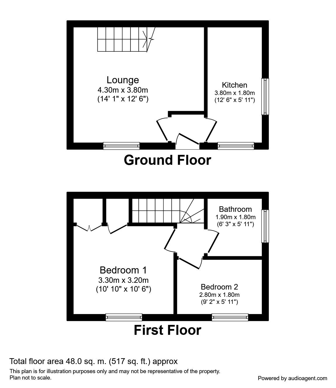 Floorplan of 2 bedroom Mid Terrace House to rent, Roman Close, Deal, Kent, CT14