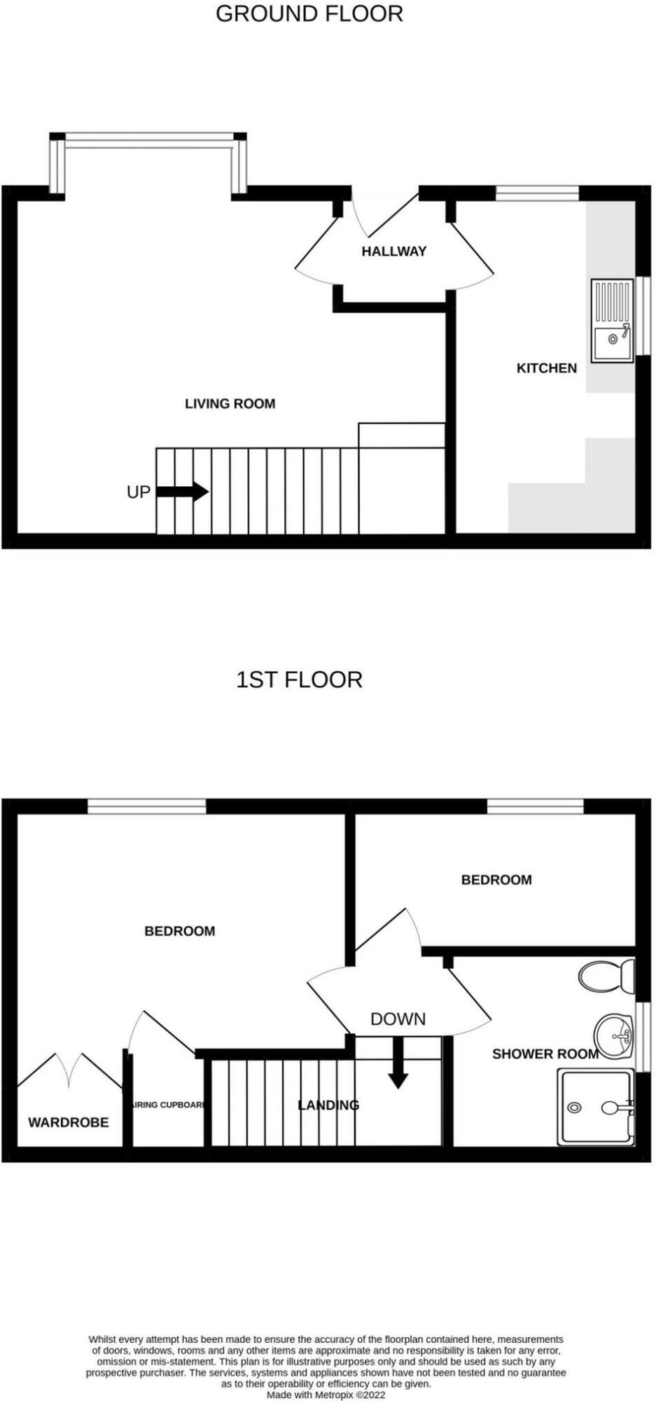 Floorplan of 2 bedroom End Terrace House for sale, Roman Close, Deal, Kent, CT14