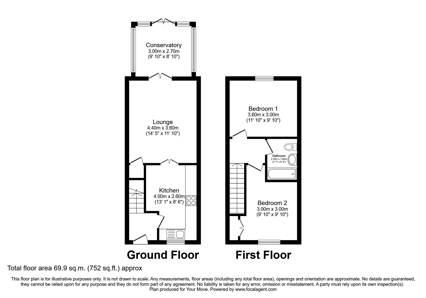 Floorplan of 2 bedroom Mid Terrace House for sale, Becket Close, Deal, Kent, CT14