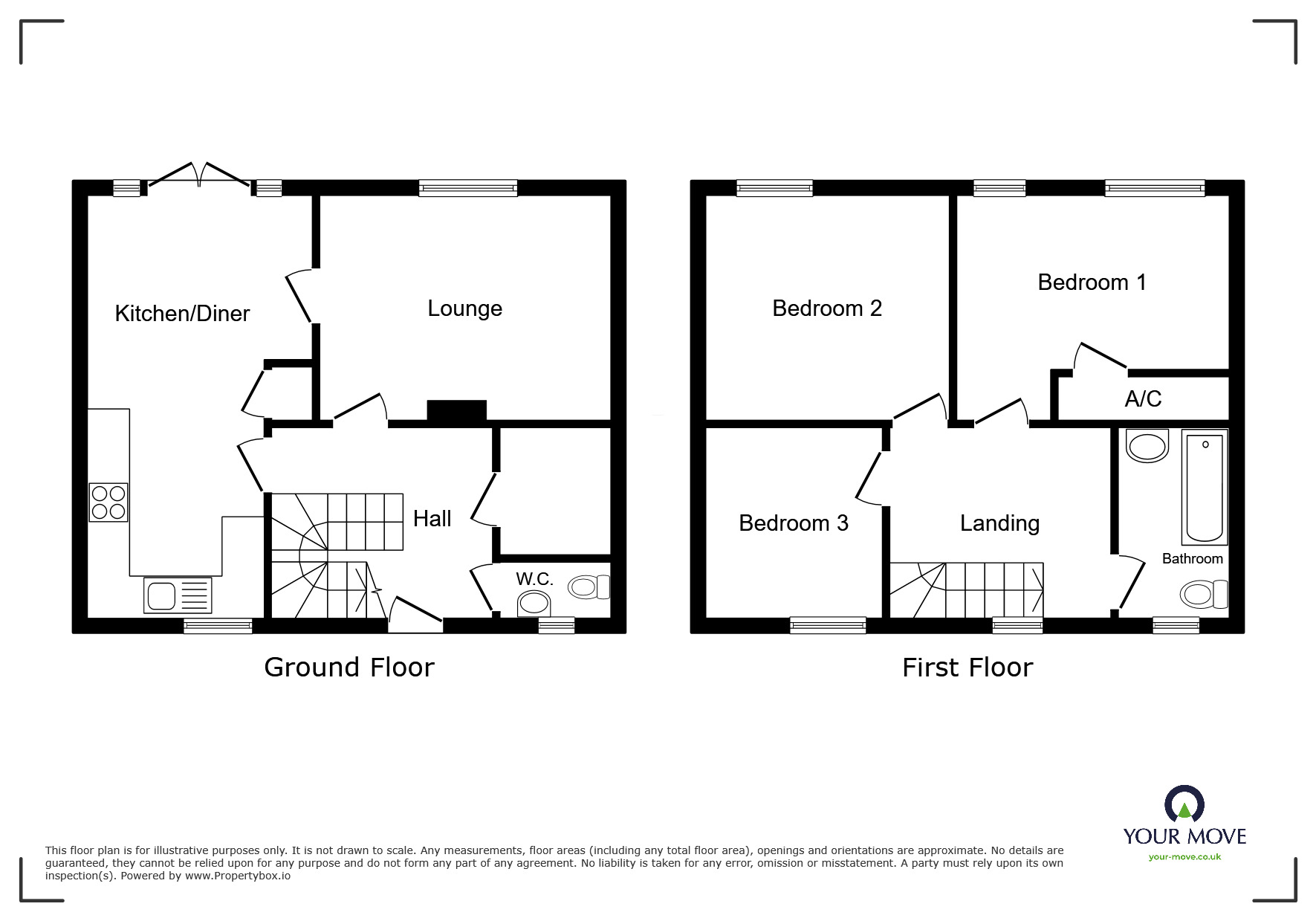 Floorplan of 3 bedroom Mid Terrace House for sale, Brightlingsea Road, Sandwich, Kent, CT13