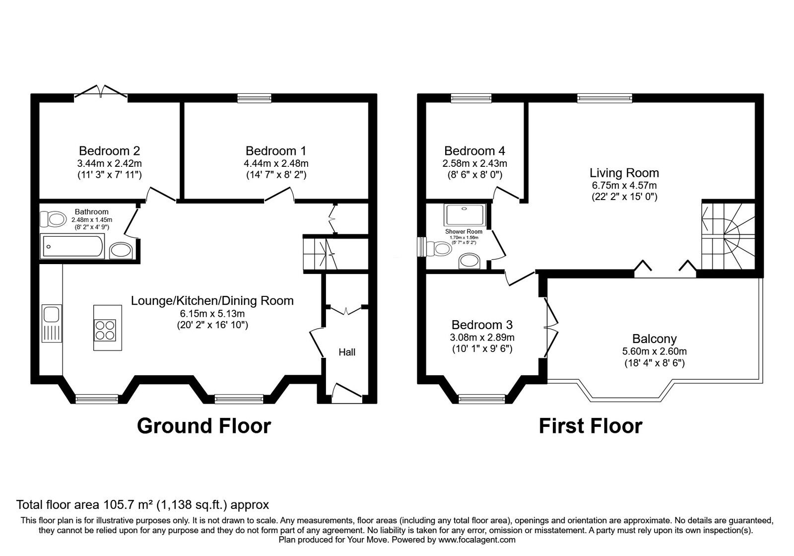 Floorplan of 4 bedroom Semi Detached House for sale, Wellington Parade, Kingsdown, Kent, CT14